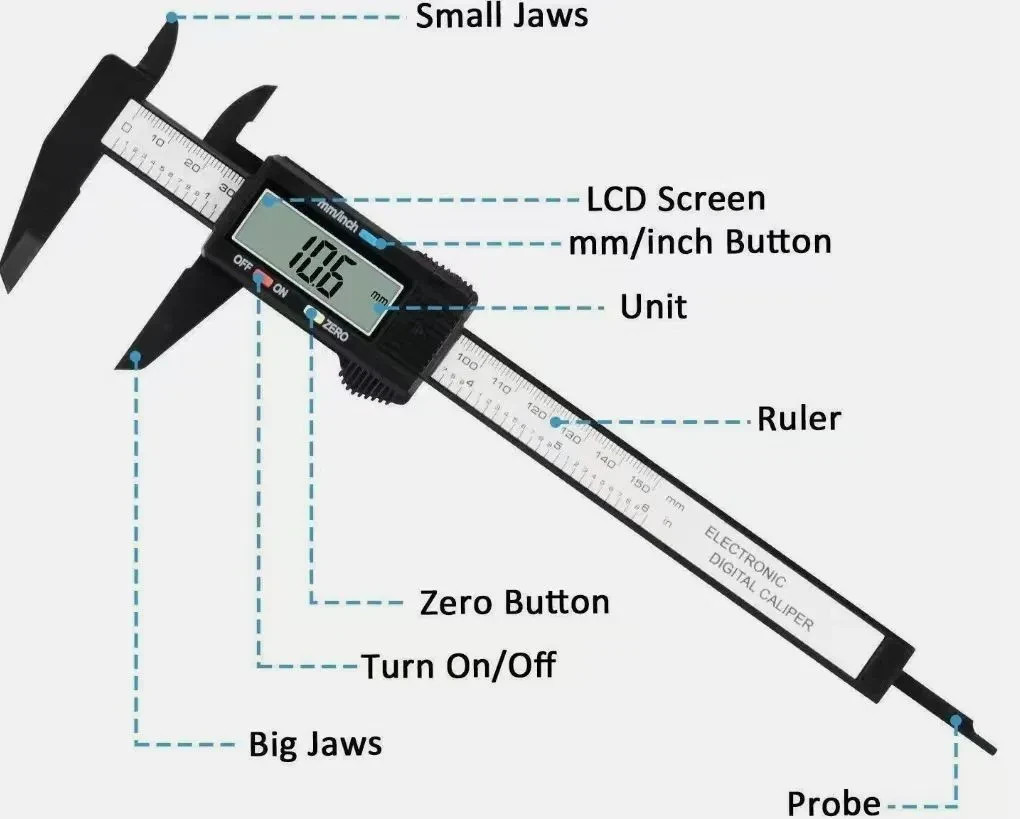 6″ 150mm Digital Caliper LCD Gauge Vernier Measuring Tool + 10 pack LR44