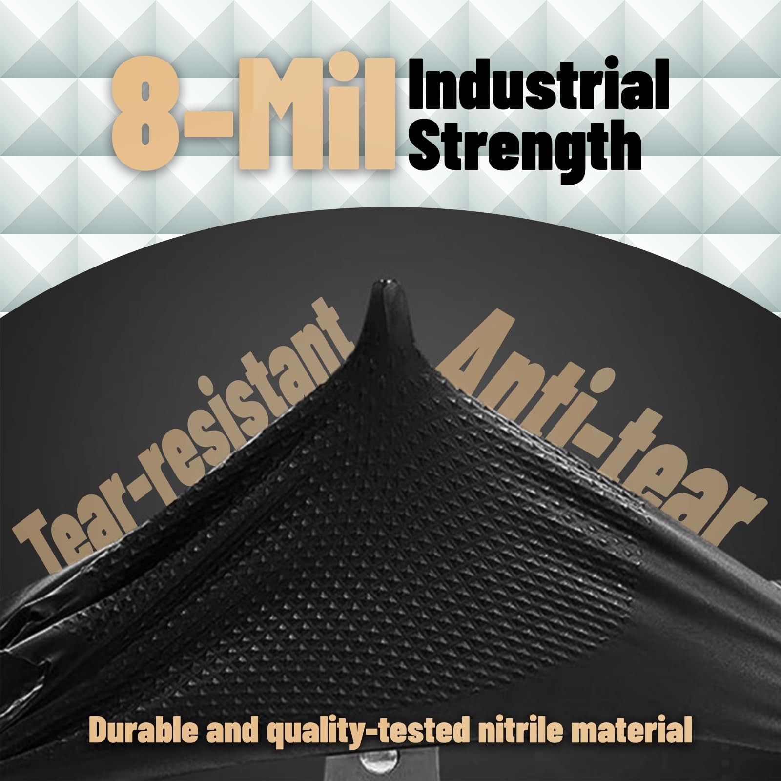 Gp Craft Heavy Duty Black Diamond Grip 8Mil Nitrile Gloves – Industrial Grade