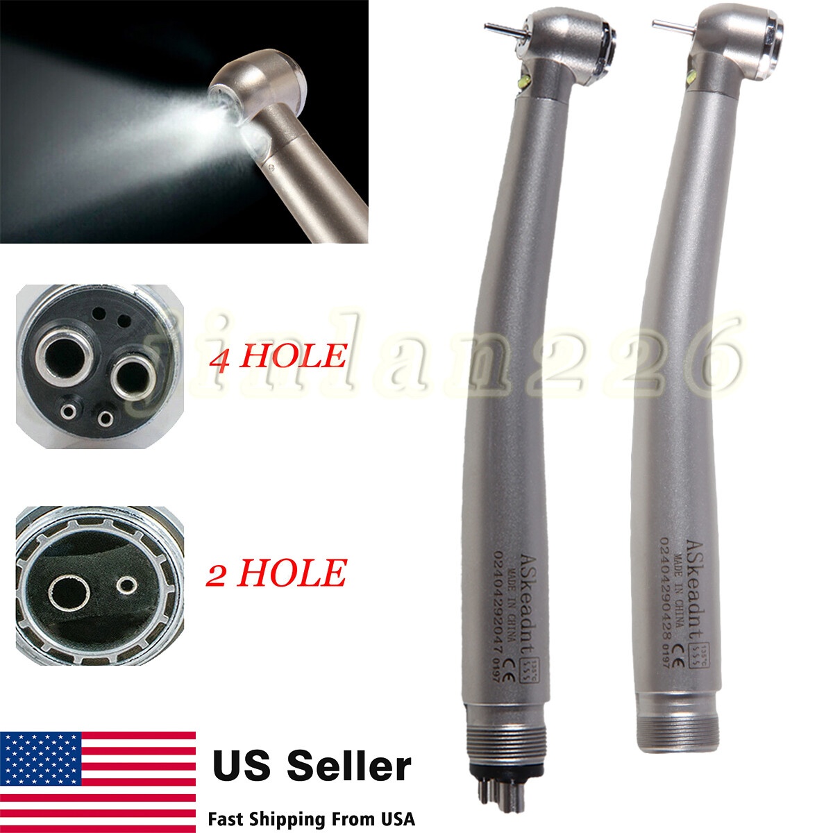 Dental High Speed Handpiece LED Air Turbine 2/4Hole E-generator Triple Spray