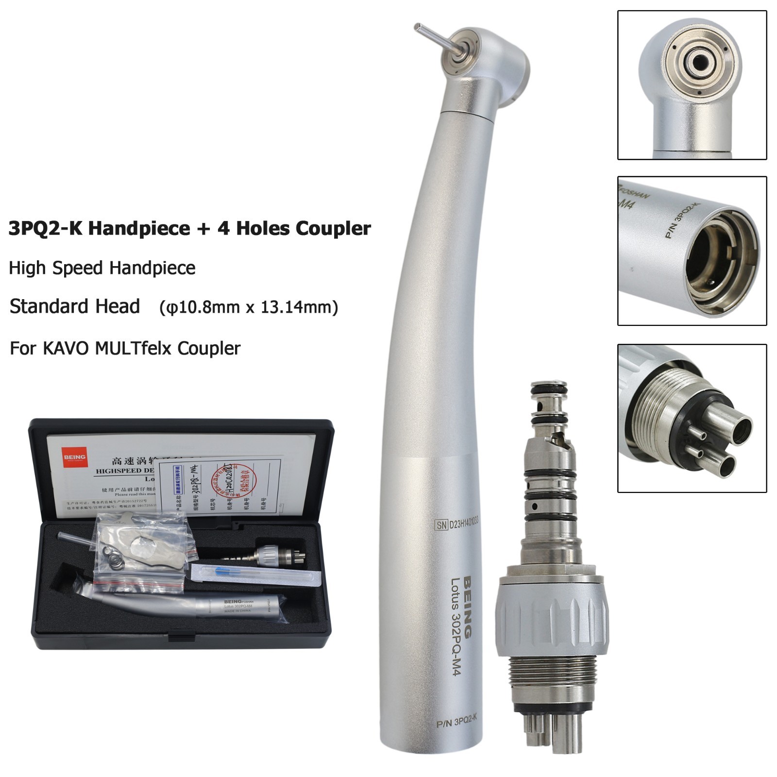 BEING Dental High Speed Turbine Handpiece For KAVO MULTIflex NSK Coupler 4 Hole