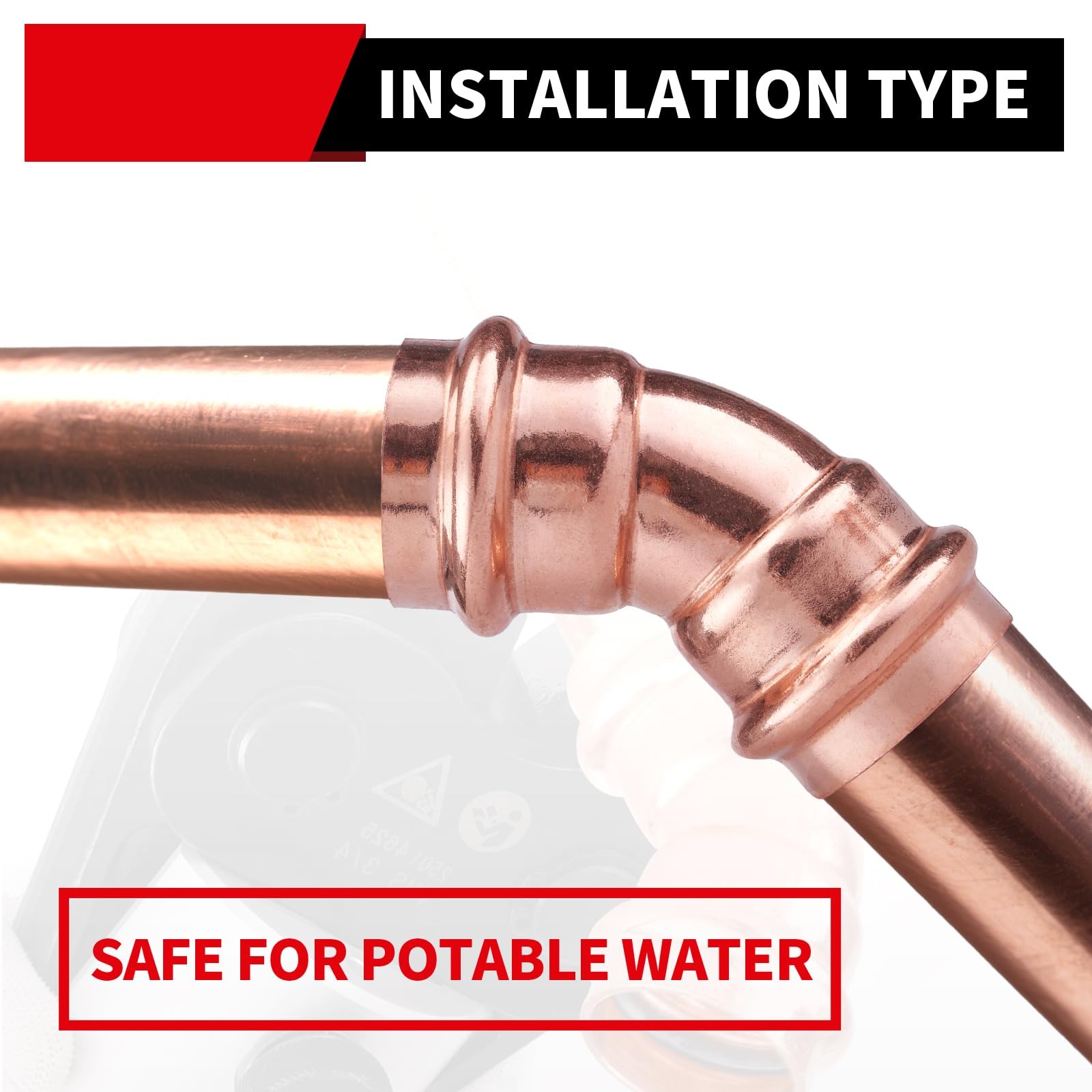 ROGVOC Copper Press Fitting 45 Degree Elbow Fittings, 5-Pcs 1 x 1 inch Heavy