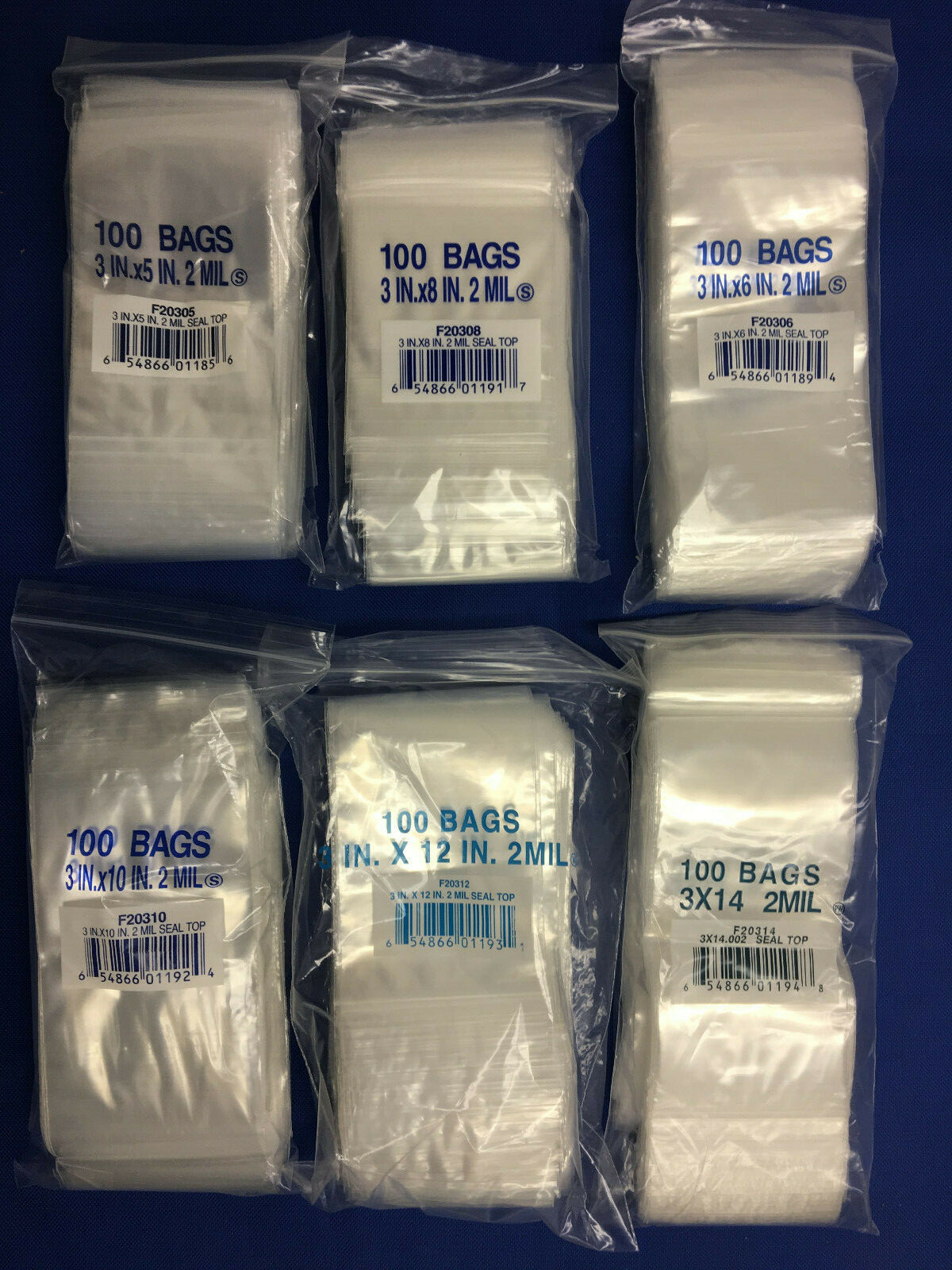 Clear 2MIL Zipper Zip-Lock Seal Top Reclosable Resealable Poly Bags 2 Mil 2-MIL
