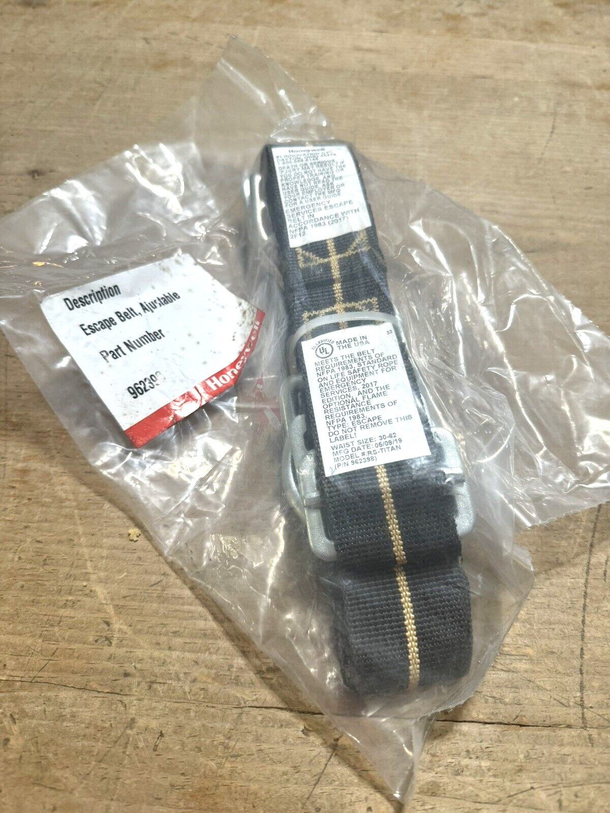 Honeywell Adjustable Life Grip Fire Rescue Escape Safety Belt RP962398 RS-TITAN