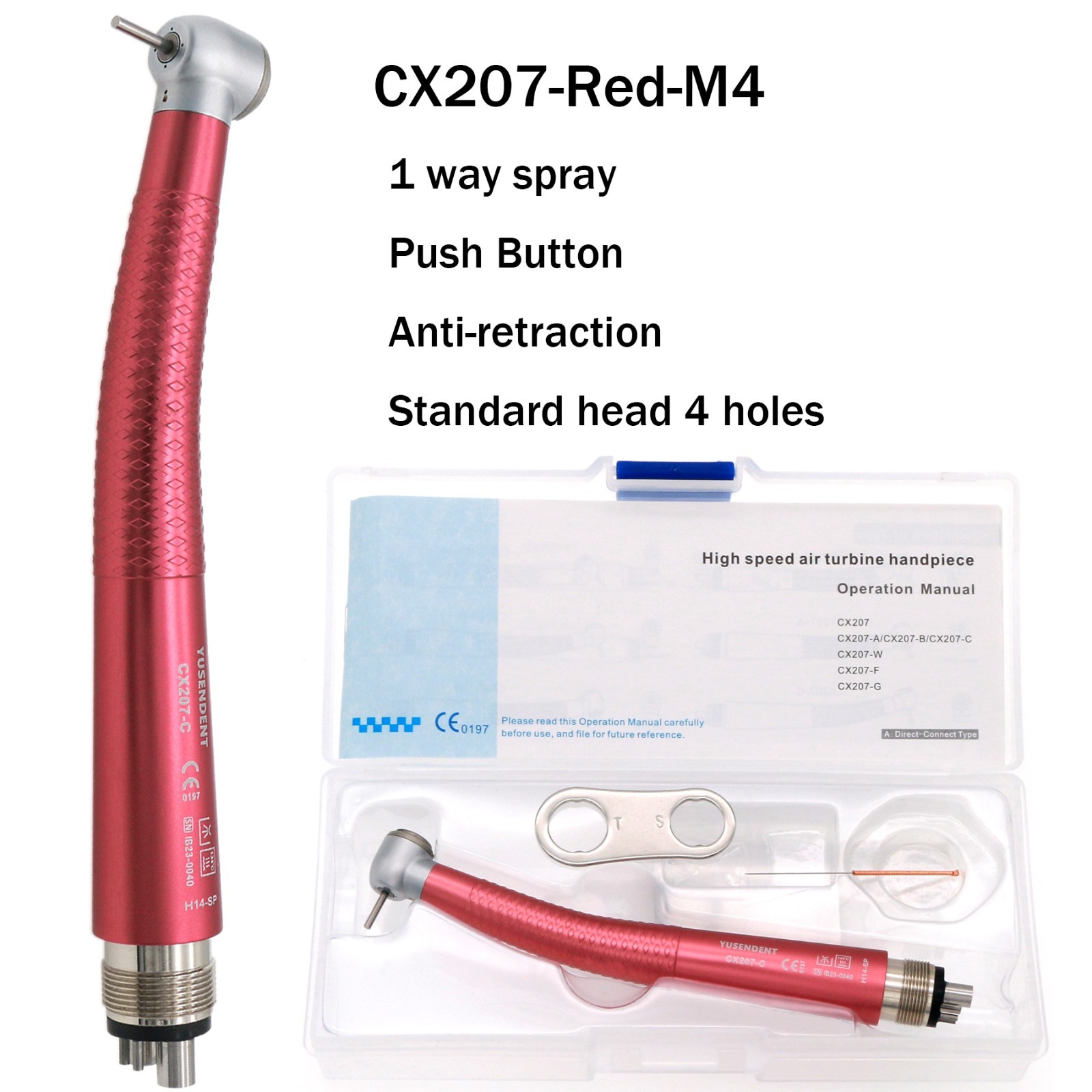 US COXO Dental High Speed Handpiece Air Turbine Anti-retraction 4 Hole Colorful