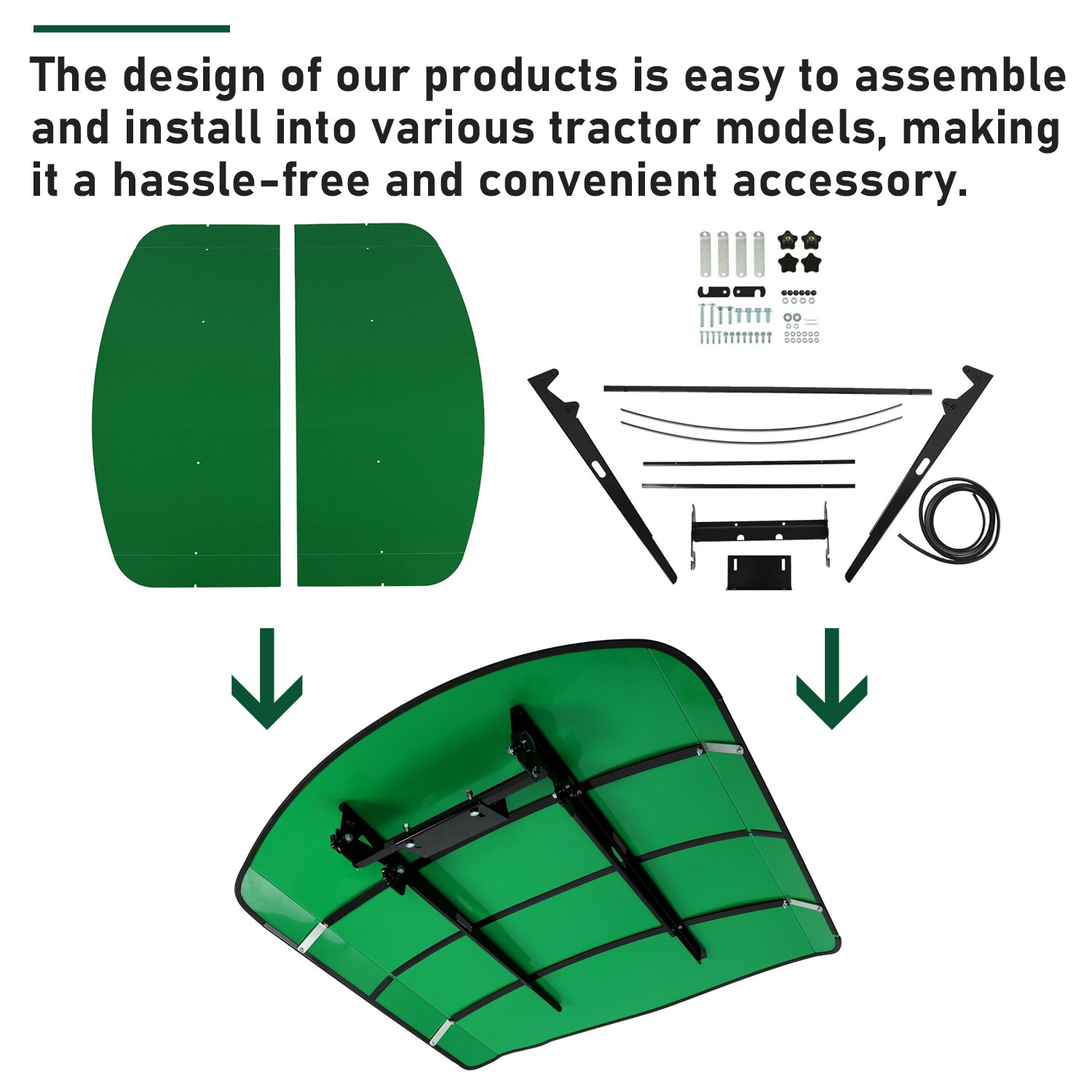 Green Tuff Top Tractor ROPS Canopy 52″ X 52″ For Tractor Mowers Umbrella
