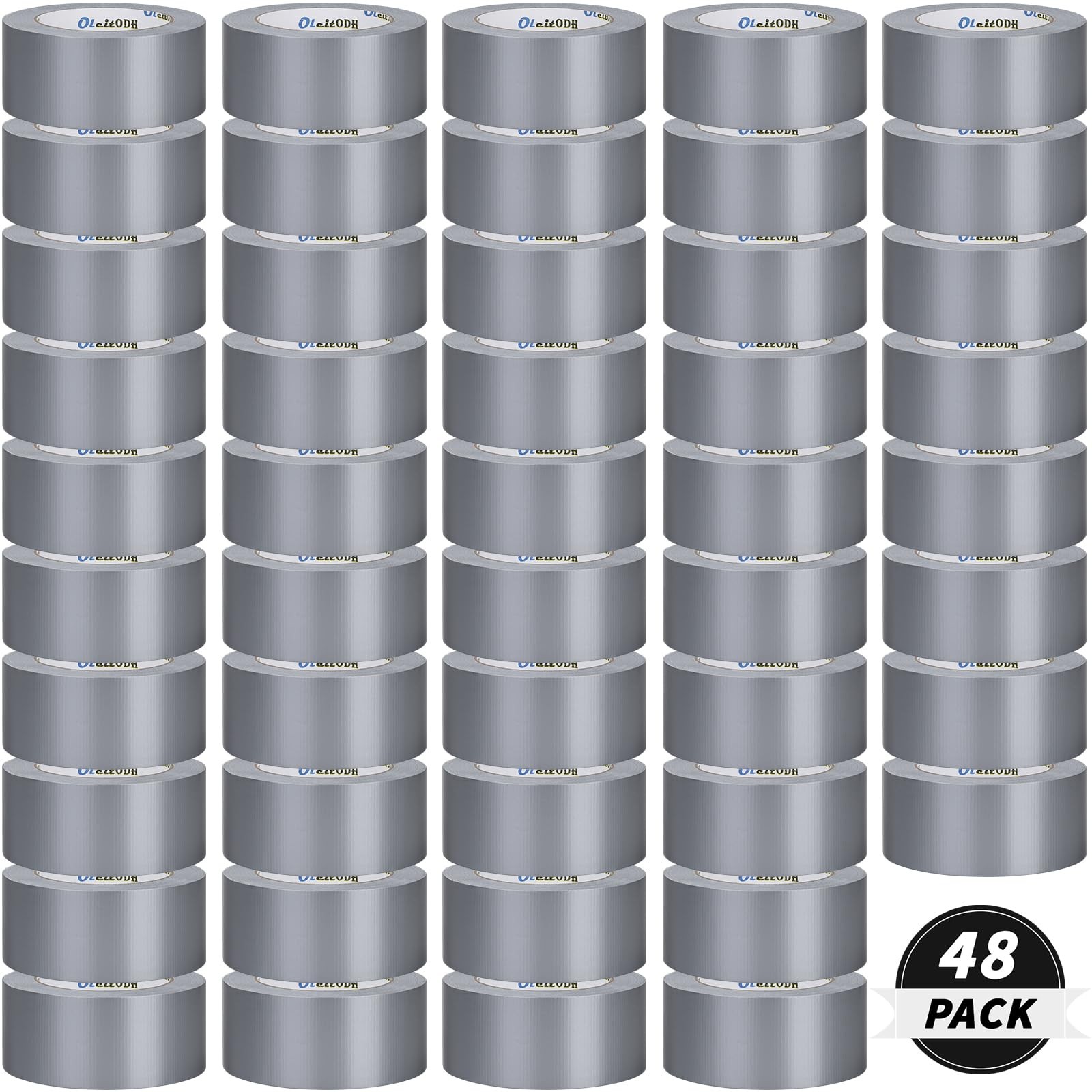 48 Pack Silver Duct Tape Heavy Duty Bulk, 2 2 in x 30 Yards-48 Rolls,