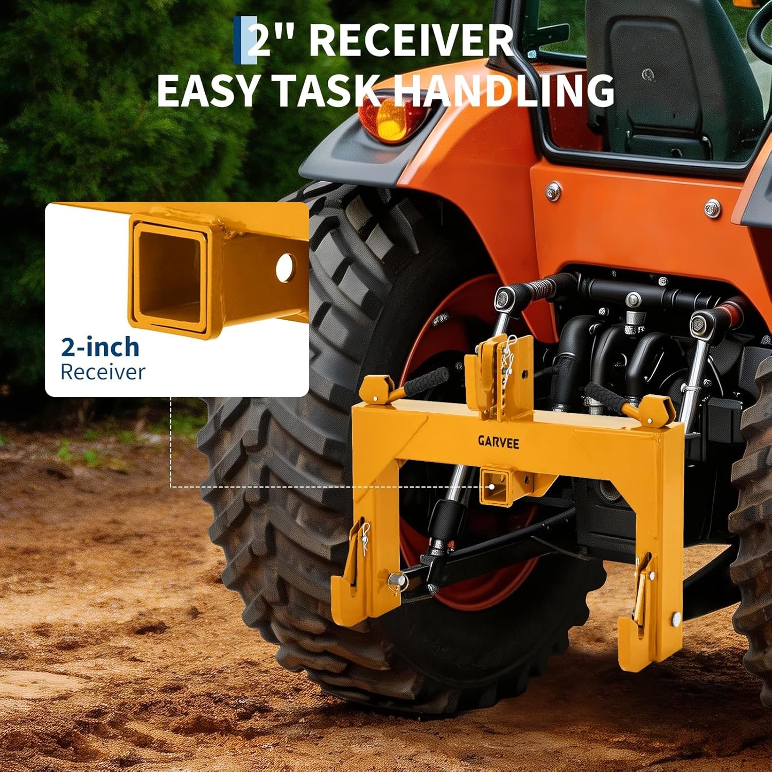 Category 1 3 Point Quick Hitch with 2in Receiver 3000lb Adjustable Tractor Hitch