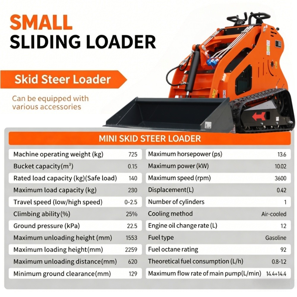 15HP Mini Skid Steer Loader Gasoline Crawler Hydraulic EPA Free Shipping USA
