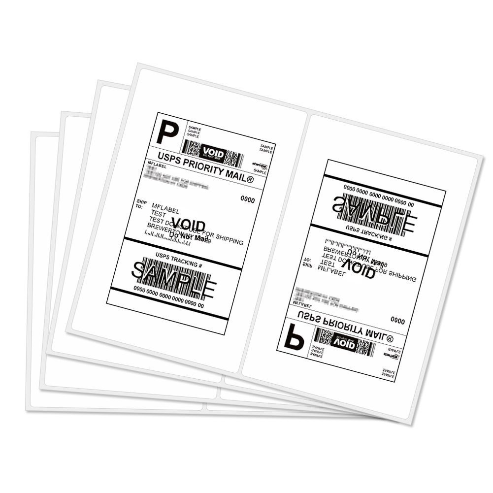 2000 Half Sheet Shipping Labels 8.5×5.5 Self Adhesive Round Corner for Paypal