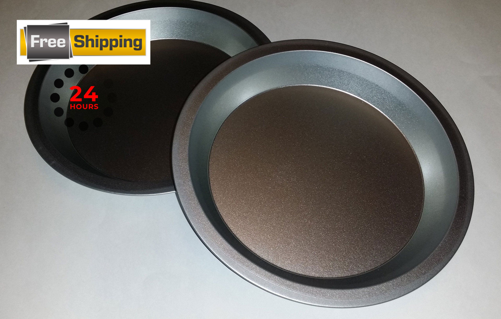Two 9 inch Pie Pans a Heavy weight steel none stick bakeware 1 Pack, Brown
