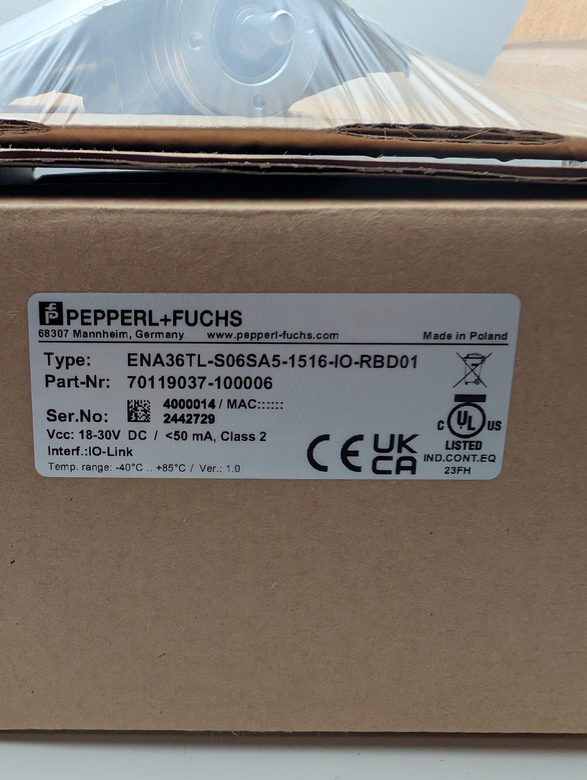 Pepperl+Fuchs ENA36TL-S06SA5-1516-IO-RBD01 IO-Link Absolute encoder W/ IO Link