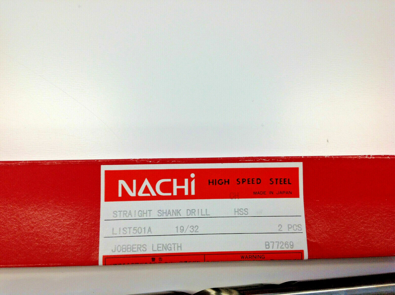 NACHI Pack of Two 19/32 Drill B77269 Straight Shank Drill Hss Nib Japan