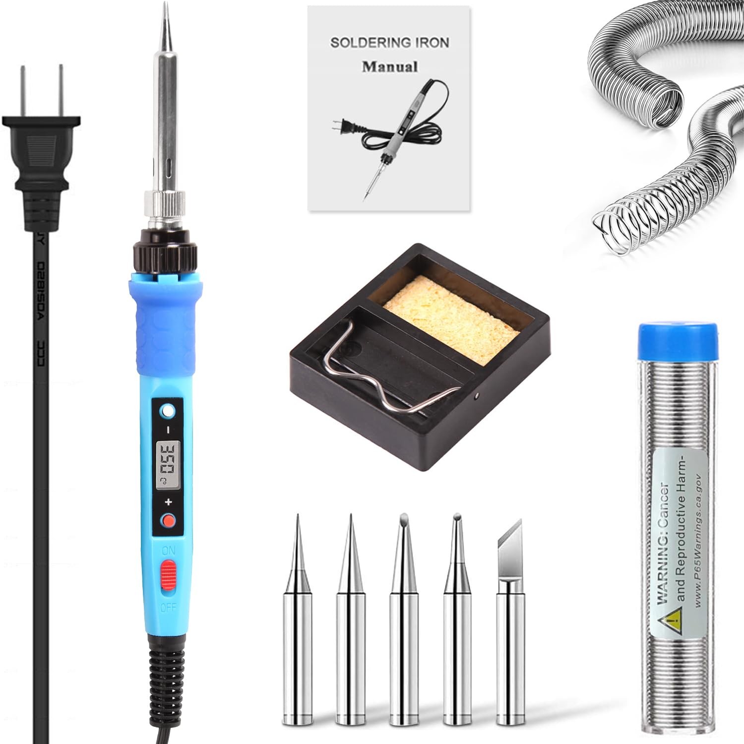 LDK 80W Soldering Iron Kit, LCD Digital Welding 80w Blue