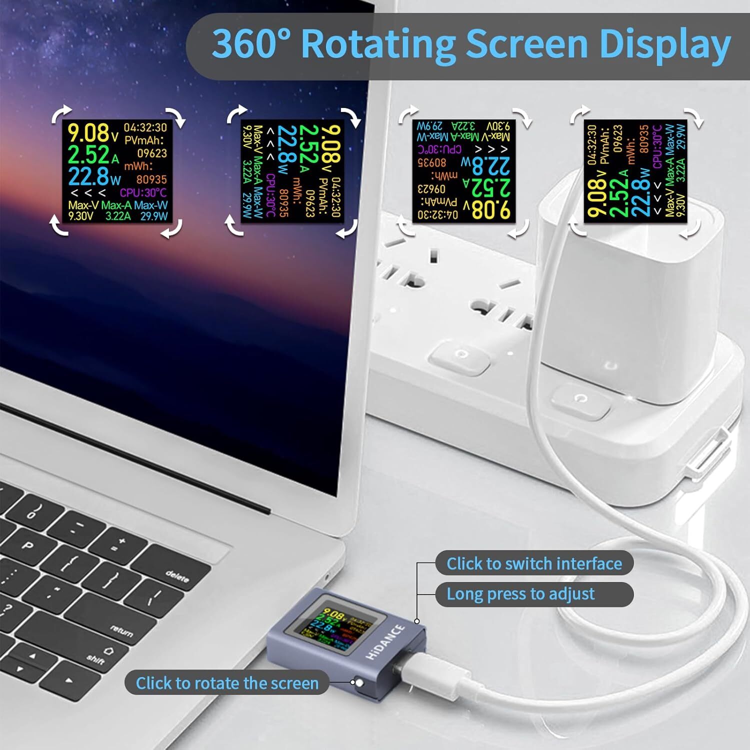 USB Type-C Power Tester Voltage Current Capacity Meter USB-C Multimeter 4.5-50V