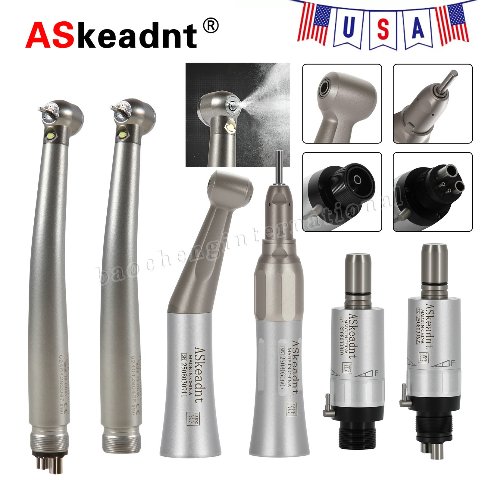 Dental Kit de pieza de mano turbina fibra óptico LED de alta y baja velocidad