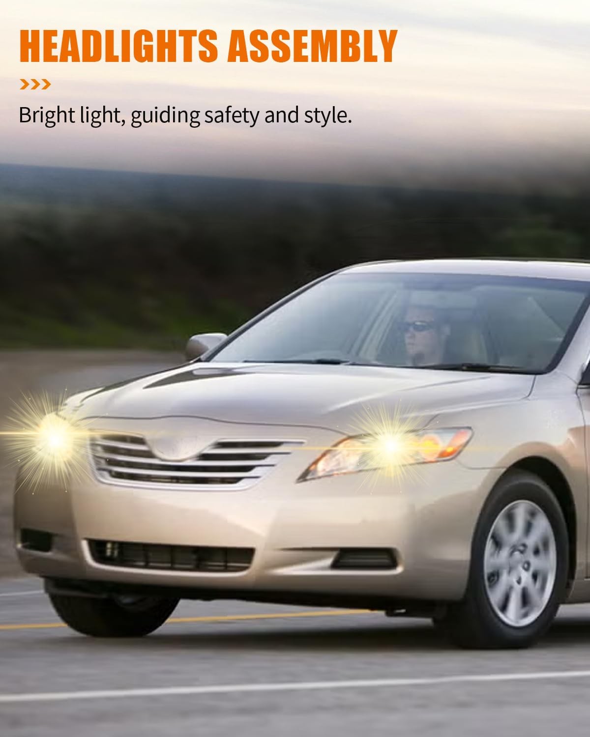Toyota Camry 2007-09 Headlight Assembly Pair Black Housing Clear Lens 8113033652