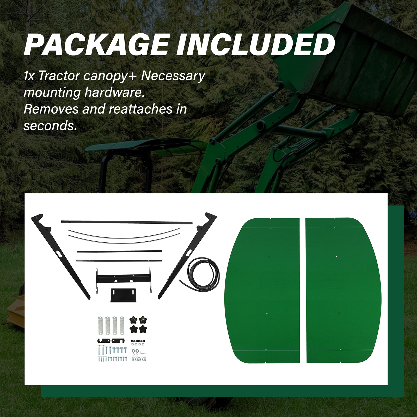 Green Tuff Top Tractor ROPS Canopy 52″ X 52″ For Tractor Mowers Umbrella