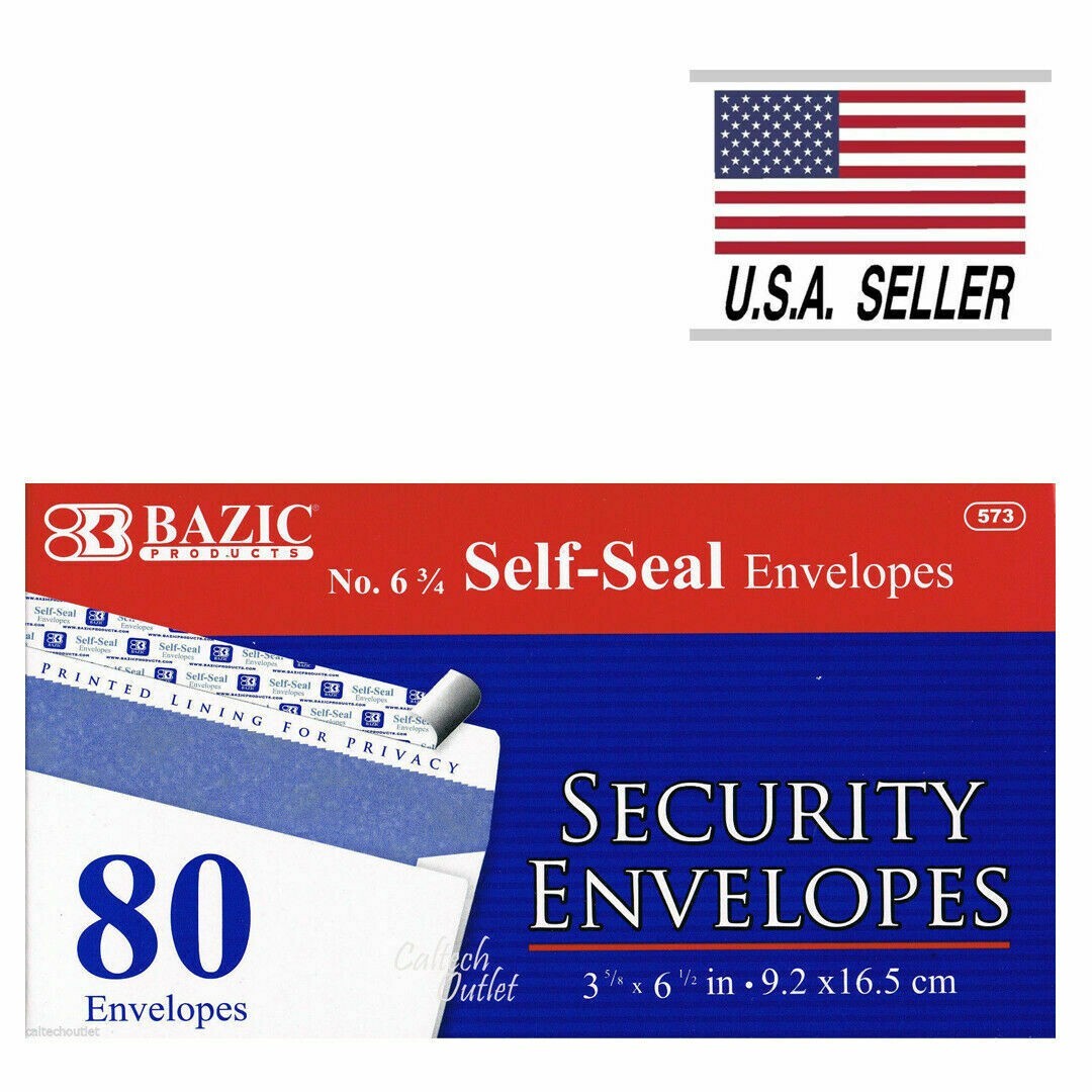 80 Peel & Self-Seal White Letter Mailing Security Envelopes 3-5/8” x 6-1/2”