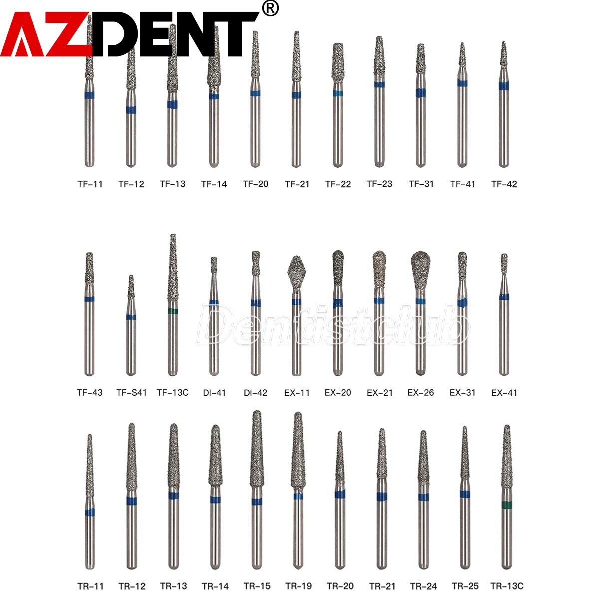 5Pcs/1Pack AZDENT Dental Burs Diamond Burs for High Speed Handpiece FG Burs