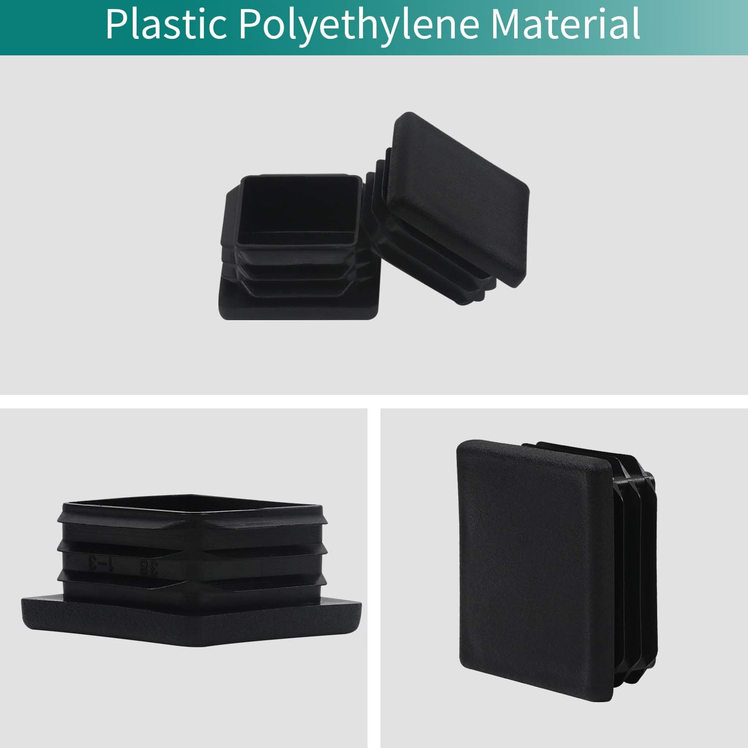 1″ 1X1 Square Tubing Plastic Plug End Cap 10 Pack, 1″X1″ 1 Inch Black Square Tub