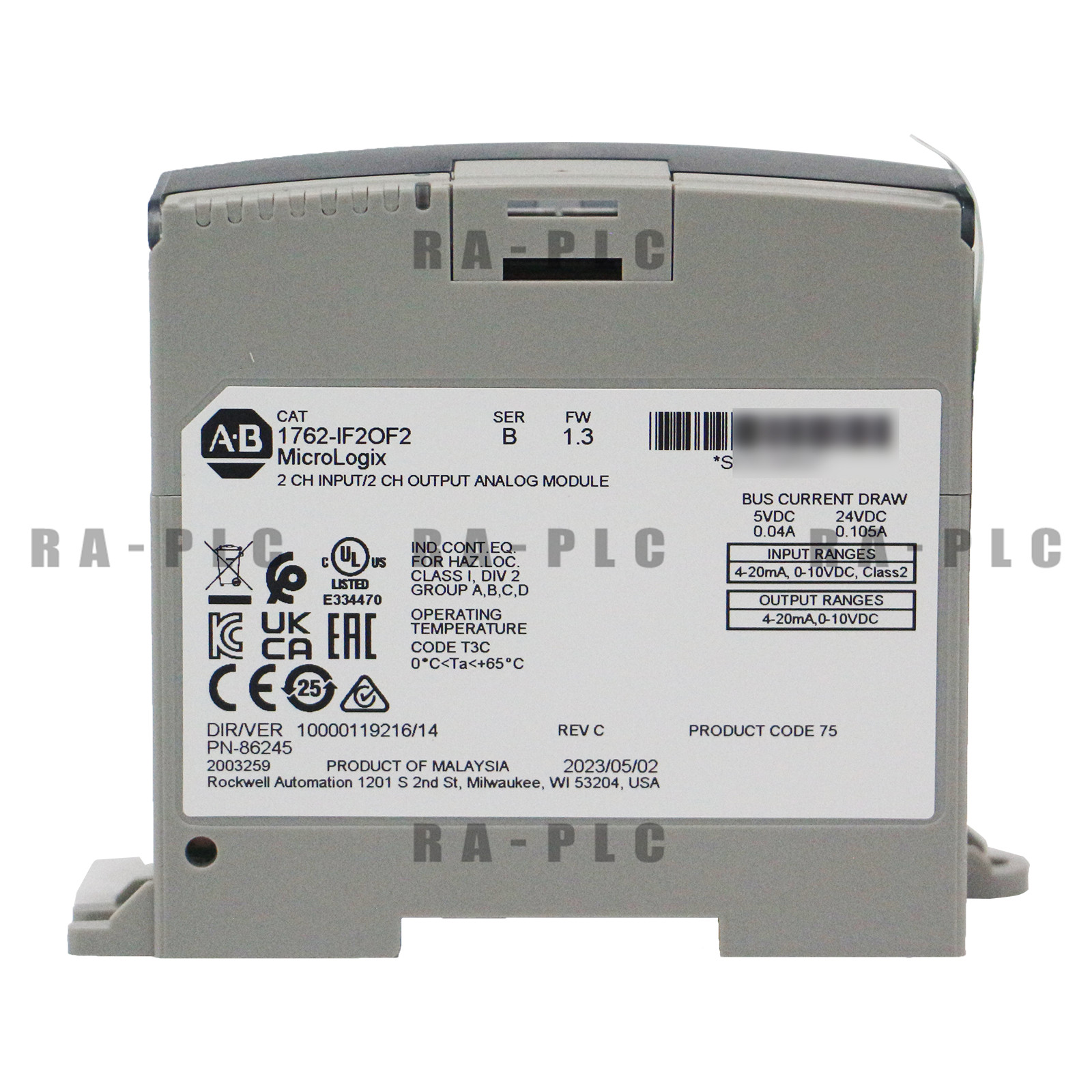 New Allen Bradley 1762-IF2OF2 MicroLogix 4 Point Analog Comb Module