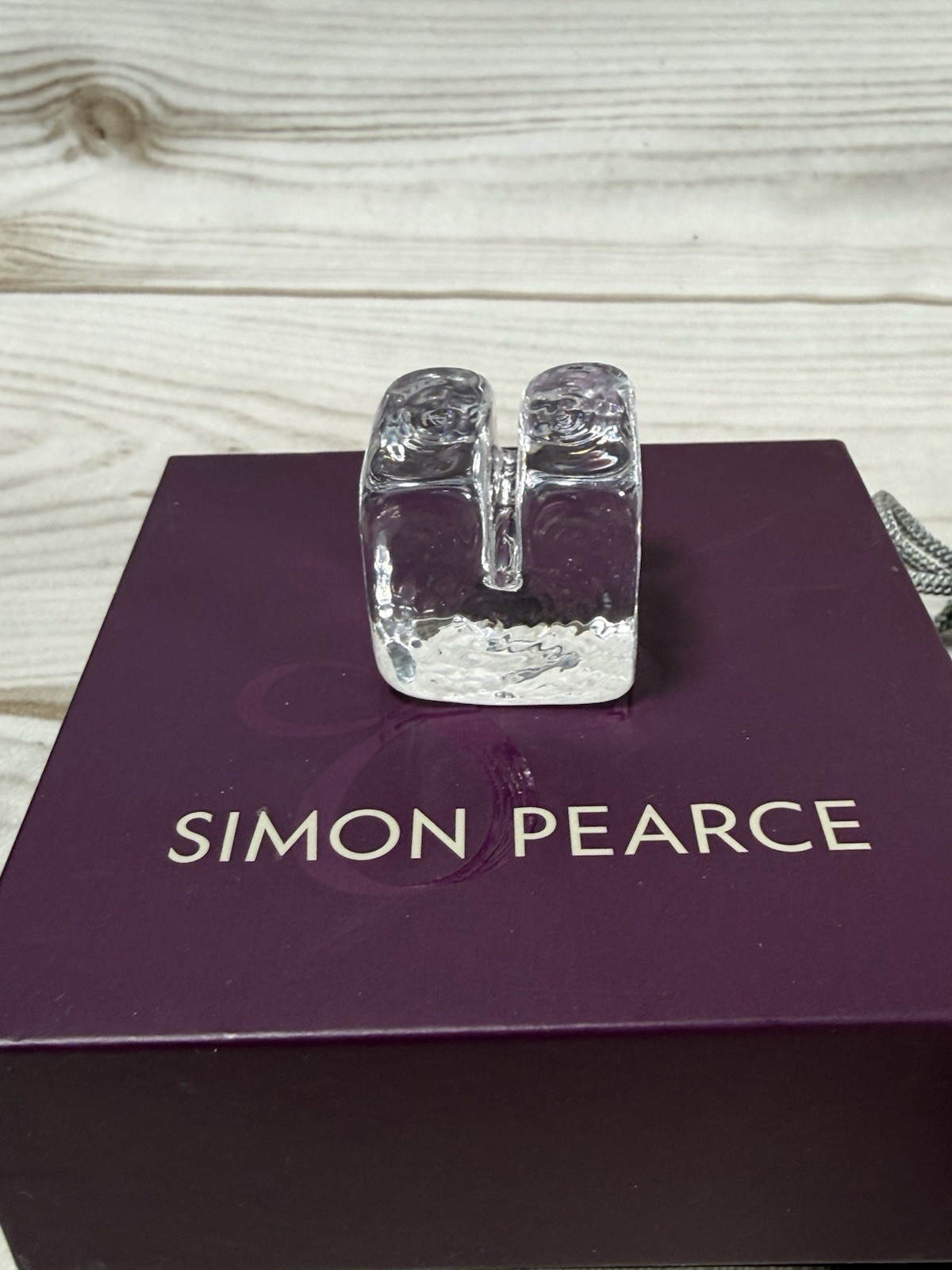 Simon Pearce Cube Glass Business Card Holder Paperweight