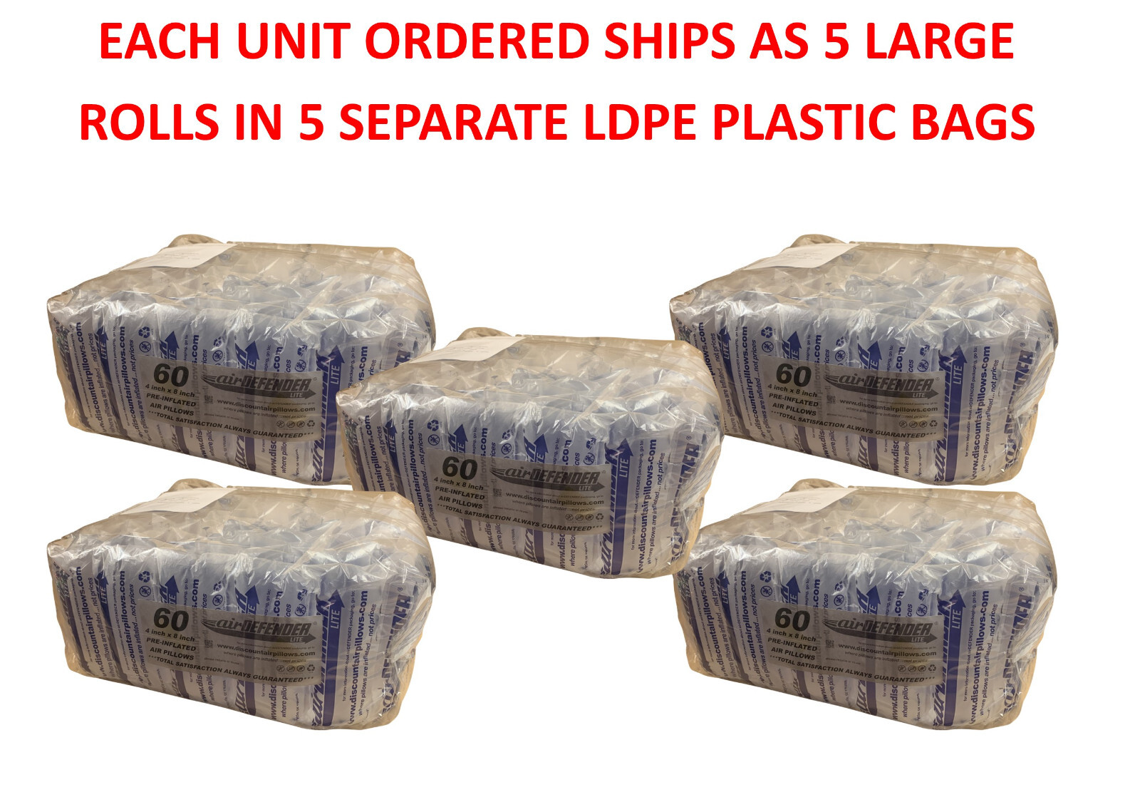 4×8 air pillows 40 GALLON void fill packaging shipping packing peanuts cushion