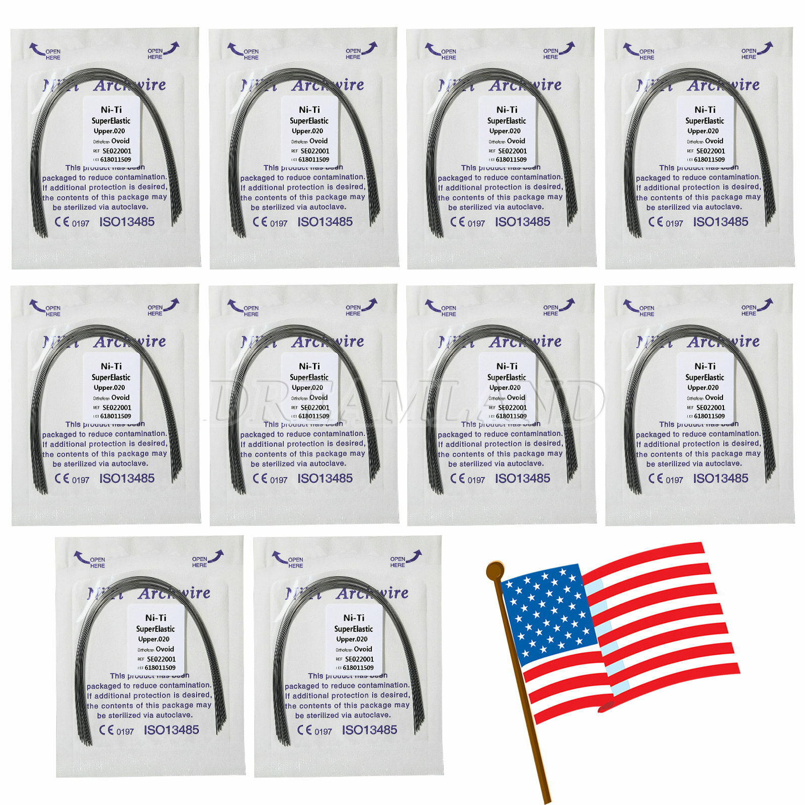 10pcs/pack Dental Orthodontic Super Elastic Niti Arch Wire Round Ovoid Form