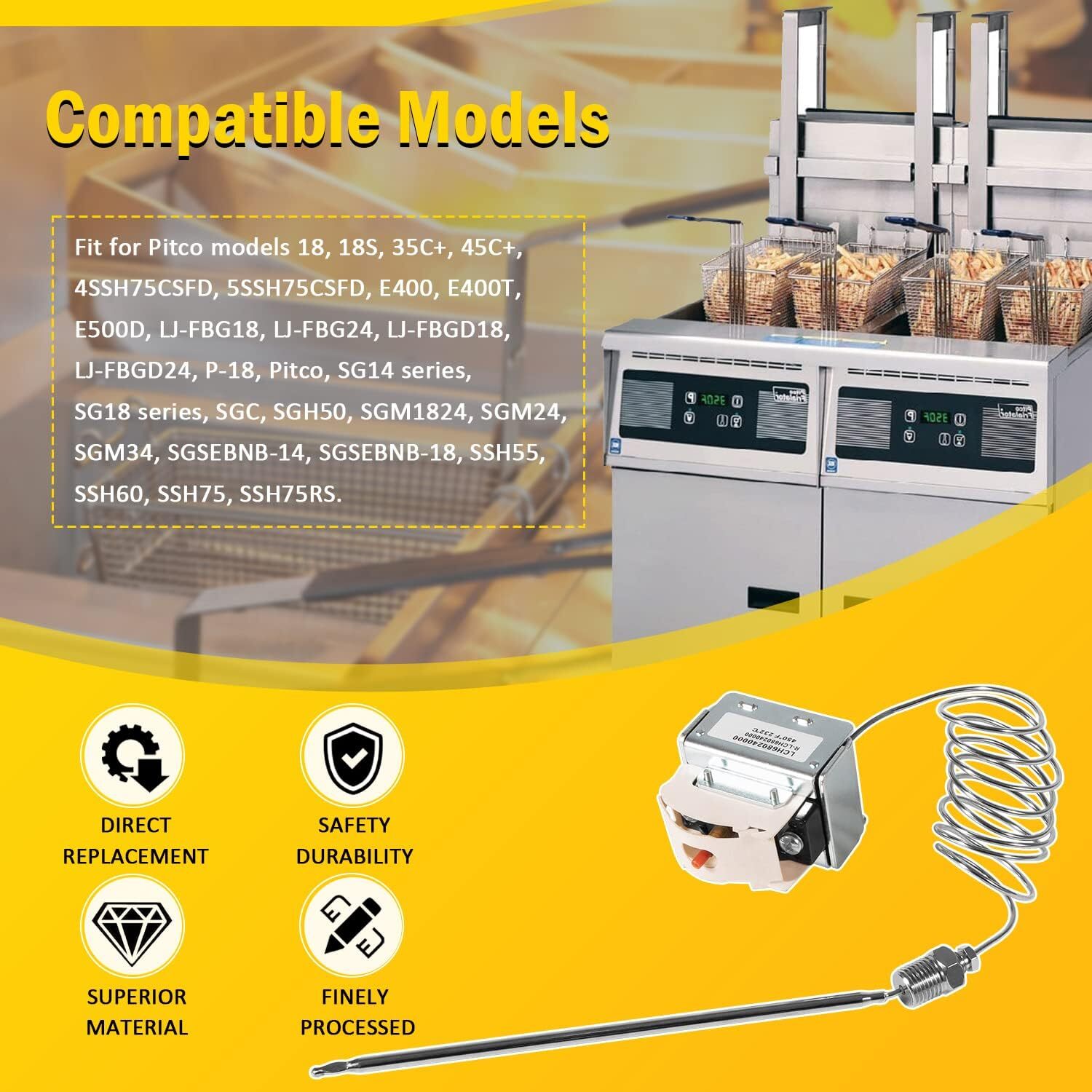 PP10084 High Limit Switch For Pitco Fryers Hi Limit Safety Thermostat 450F 45C+