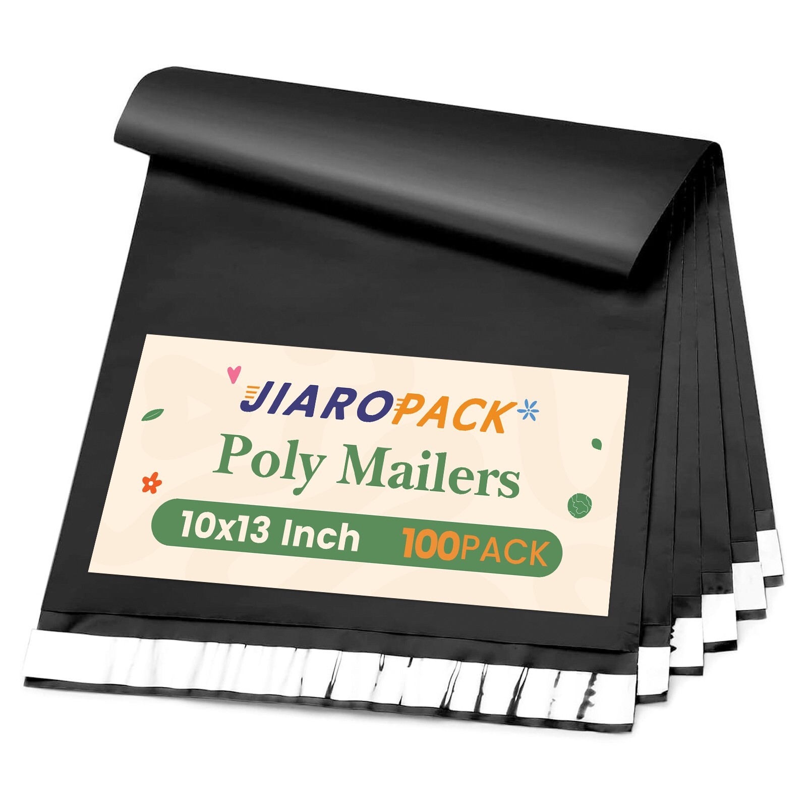 Jiaro Pack Poly Mailers Small Shipping Bags Envelopes 10×13″ 100 Pack Black