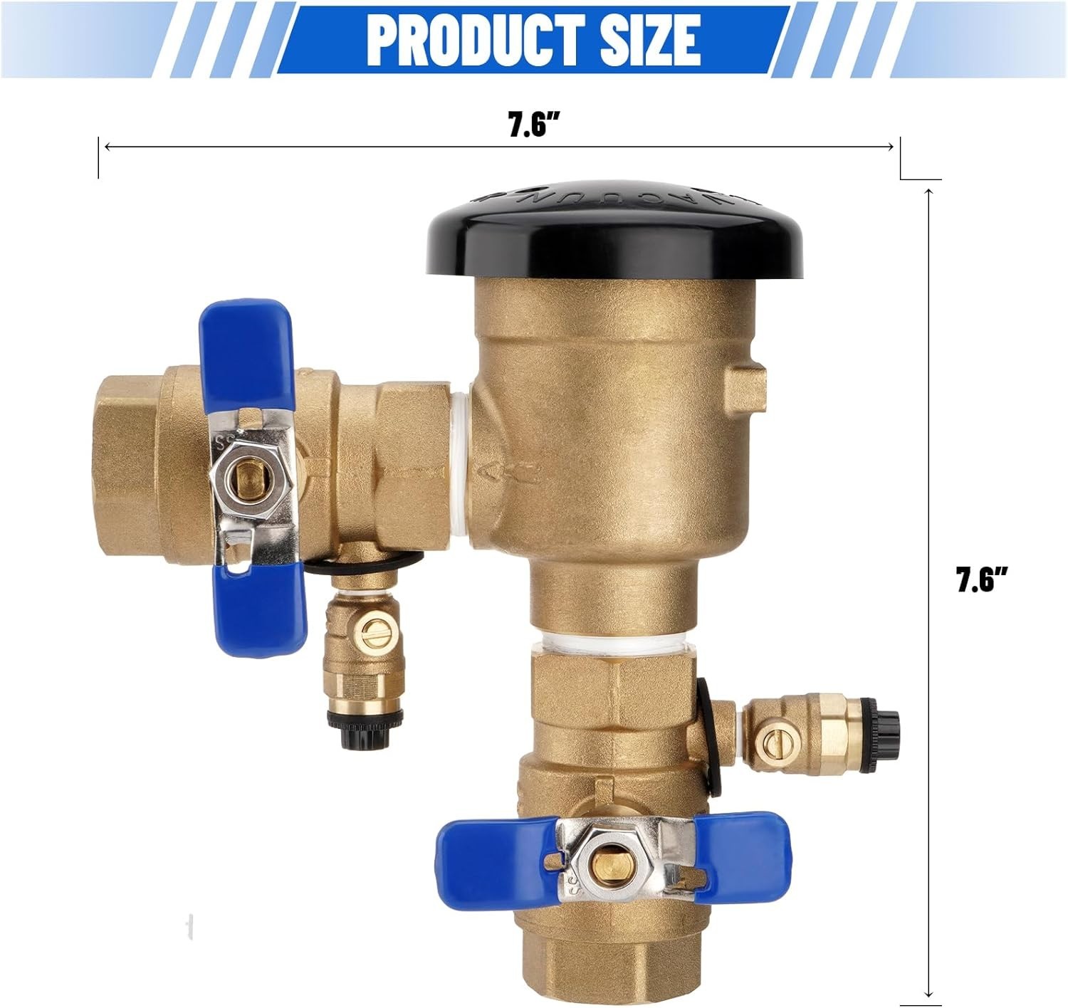 1″ 720A Pressure Vacuum Breaker Assembly, Brass Backflow Preventer Valve, 400PSI