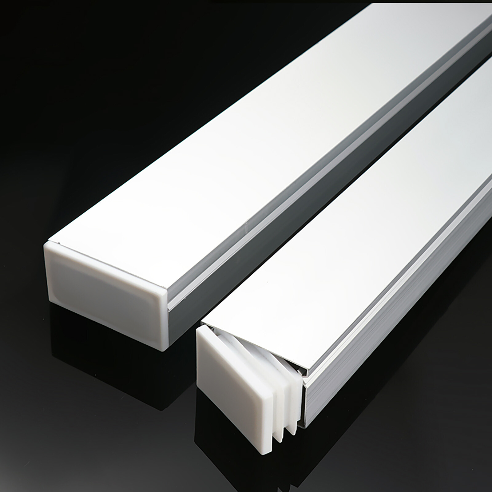 Rectangular Plastic End Caps Ribbed Plugs Blanking Inserts Rectangle Bungs White