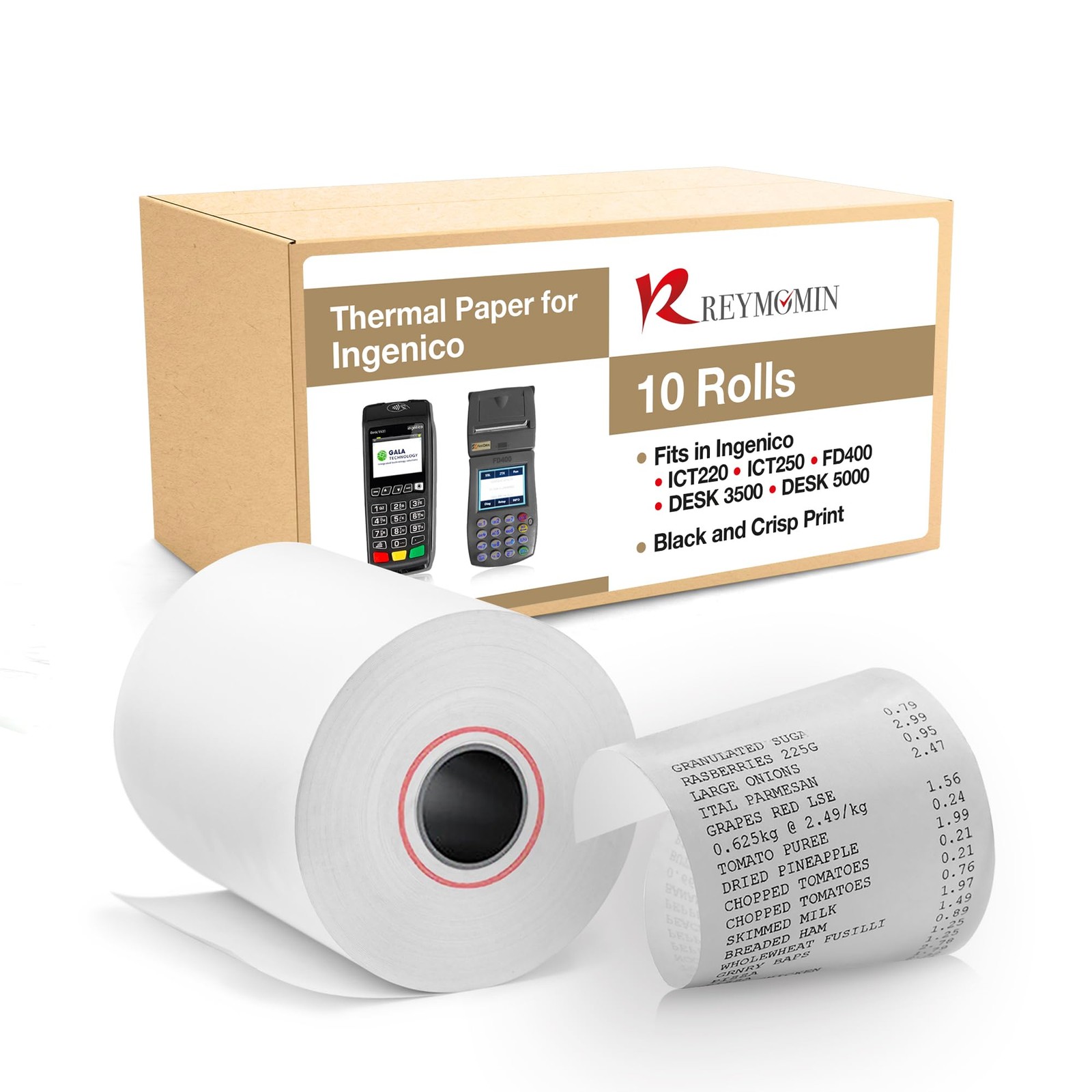 10 PCS Thermal Paper Rolls Fits Ingenico Desk 3500 5000 ICT220 ICT250 POS