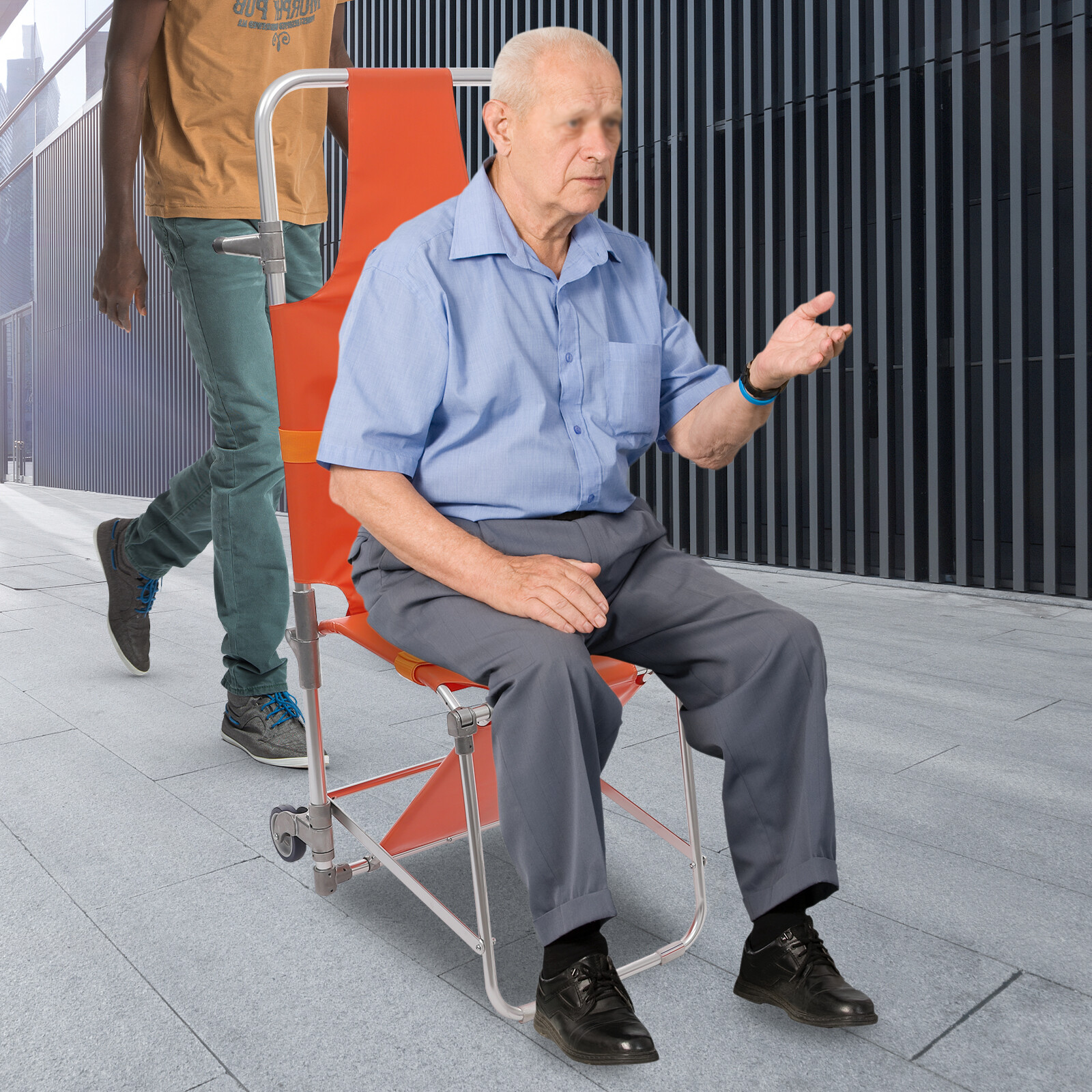 Emergency Rescue Stair Stretcher Chair Foldable Chair Stretcher W/ 2 Wheels