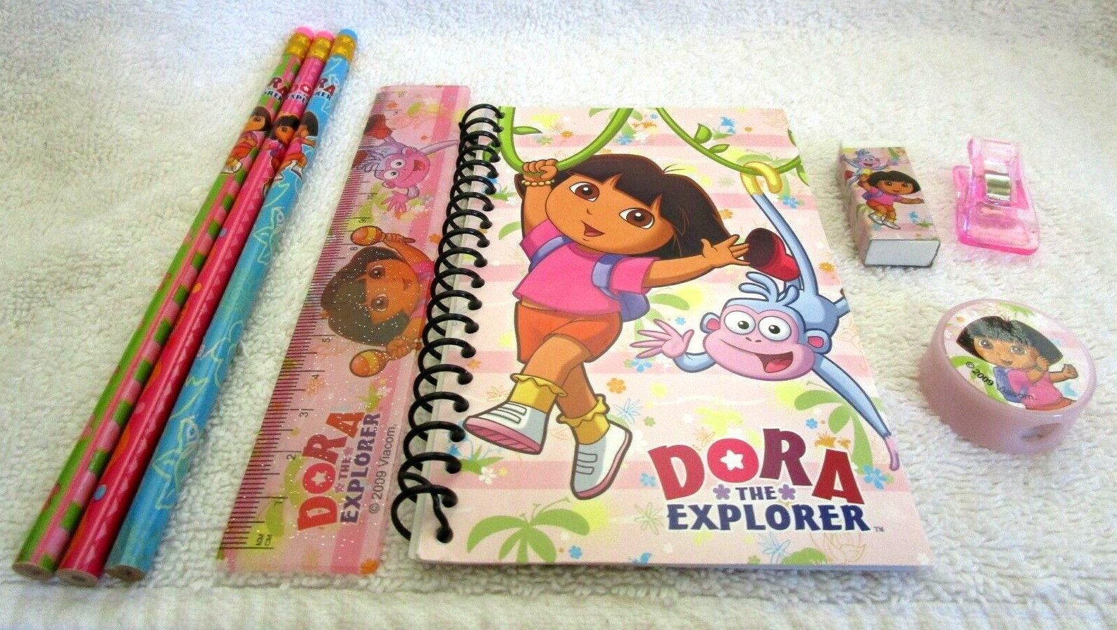 Dora The Explorer Hot Pink Pencil Case Pouch + Stationary Set Combo-Brand New!
