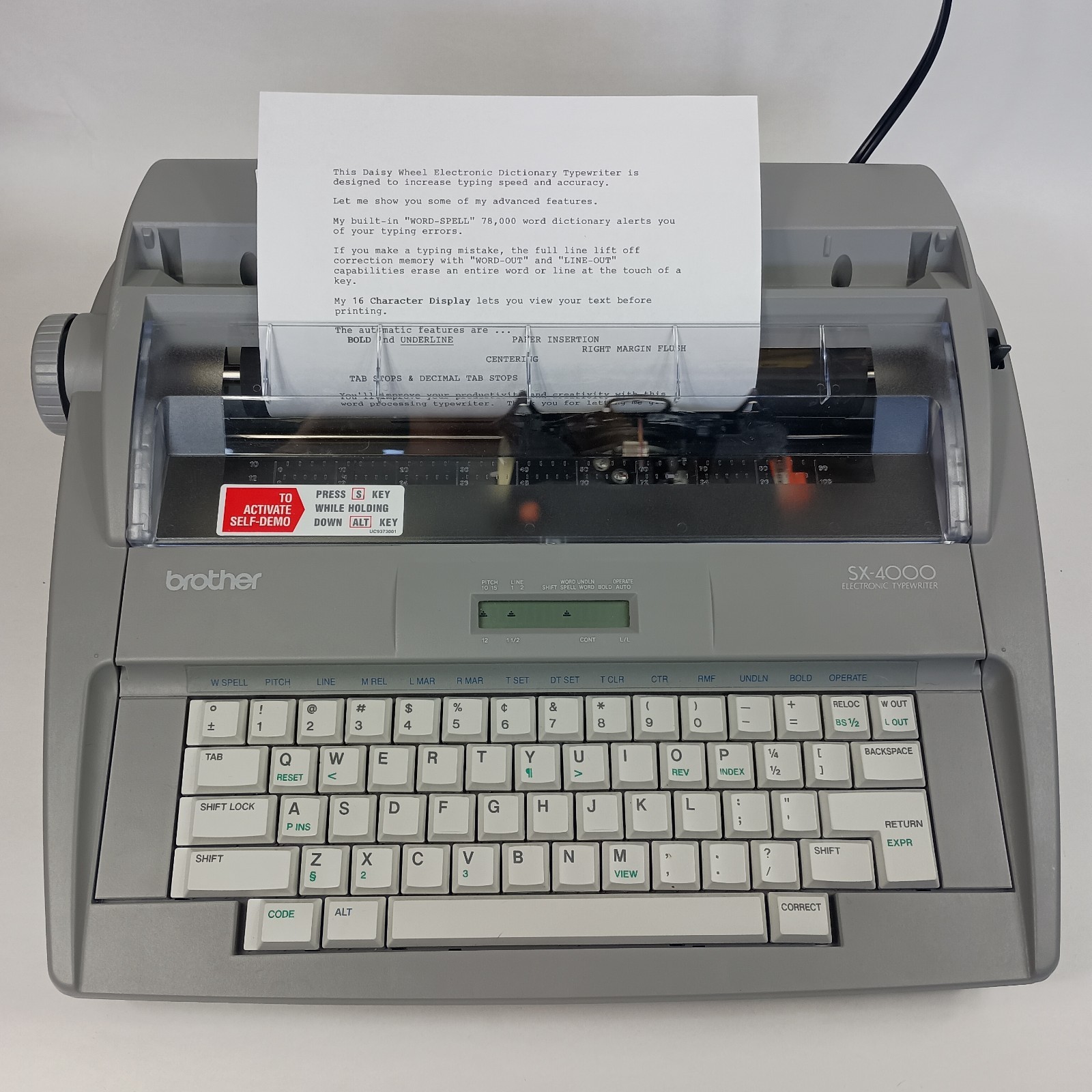 Brother SX-4000 Electronic Electric Typewriter – Working