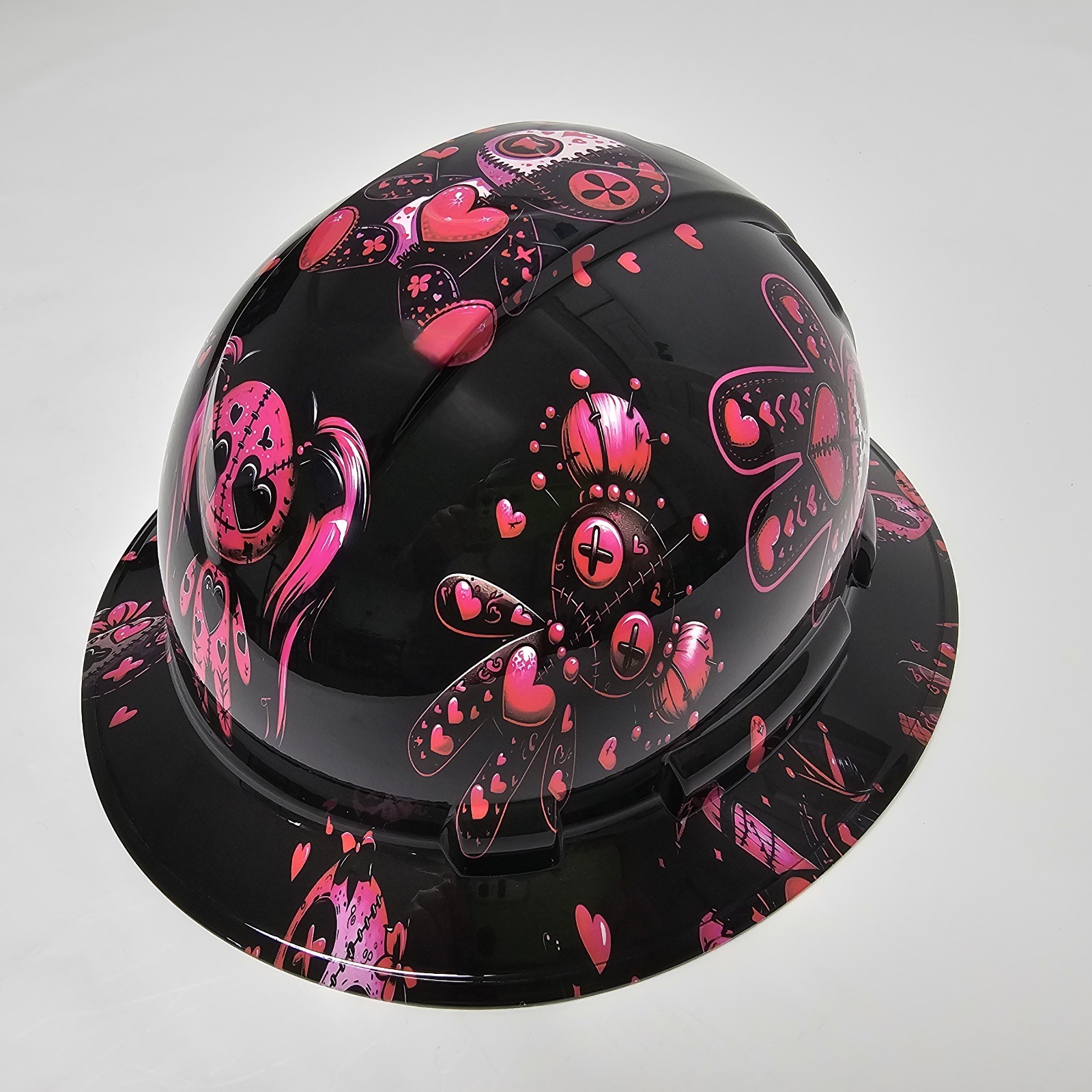 full brim hard hat custom hydro dipped IN HOT PINK VODOO DOLLS NEW