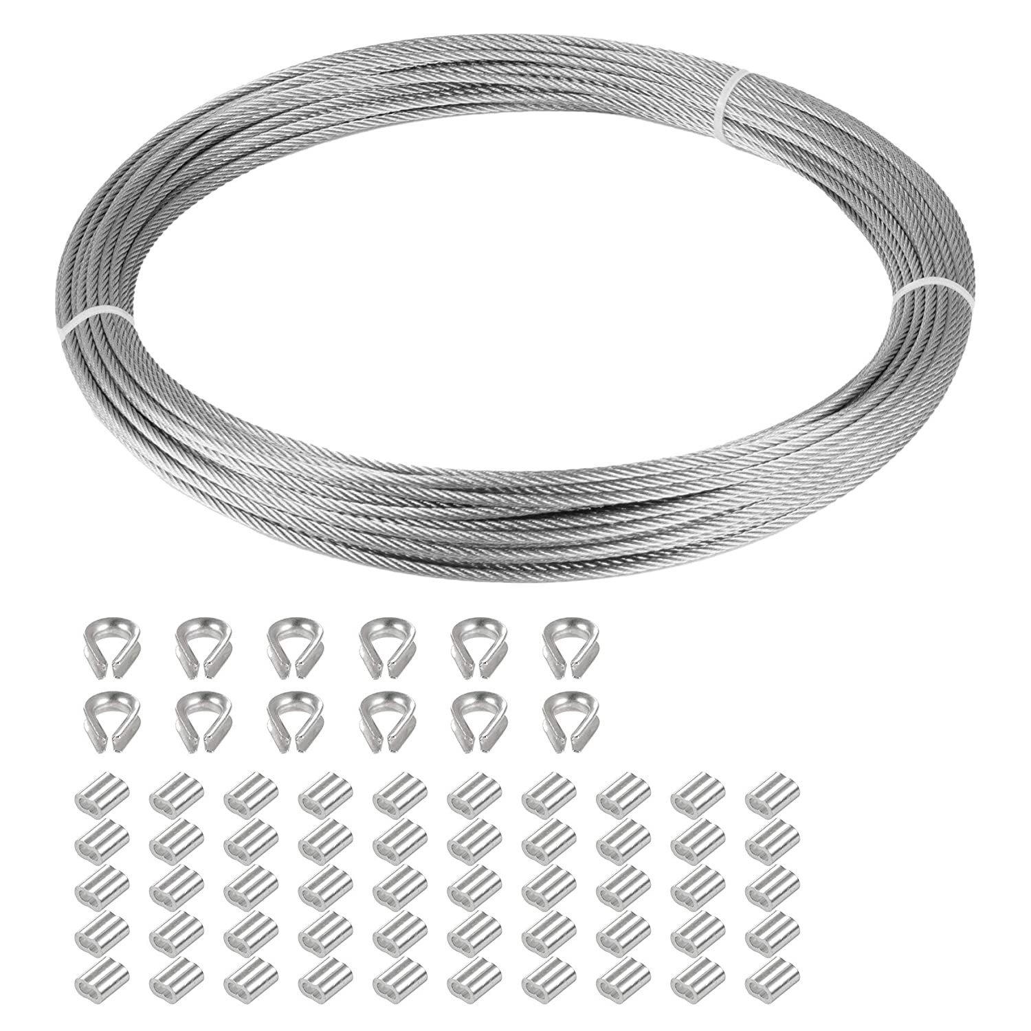 1/16 inch Stainless Steel 304 Aircraft Cable Wire Rope Marine Grade, 33 FT Lengt