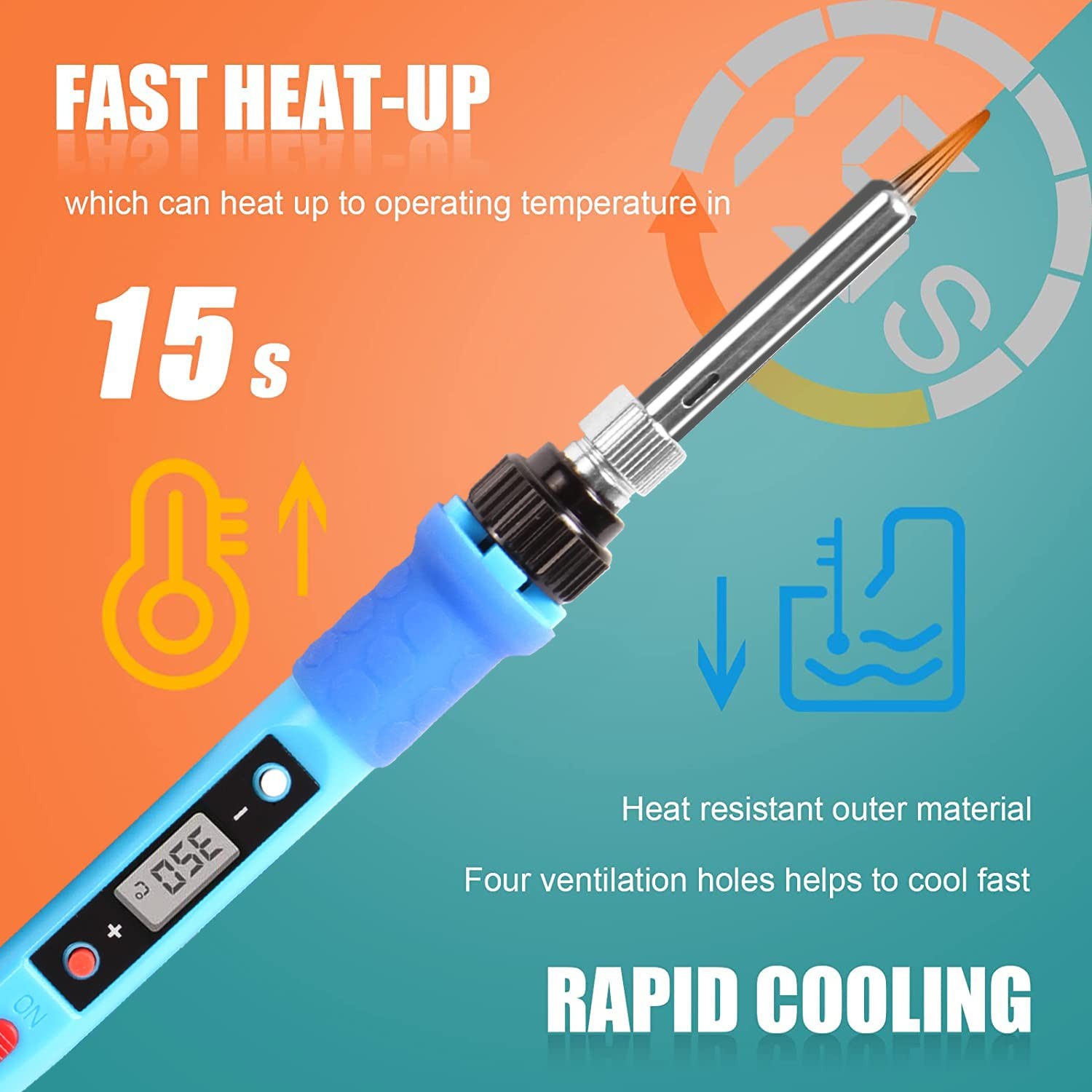 LDK 80W Soldering Iron Kit, LCD Digital Welding 80w Blue