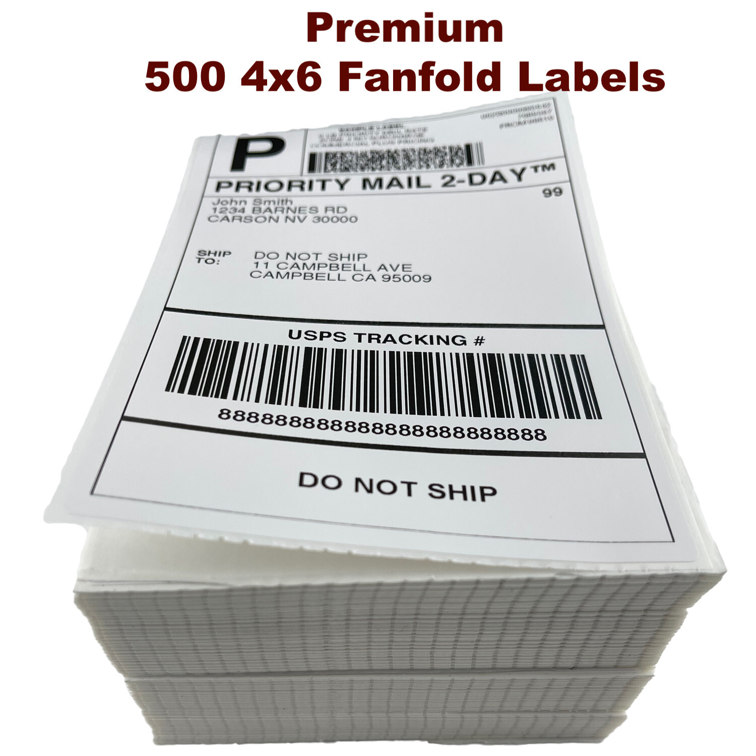 500 4×6 Fanfold Direct Thermal Shipping Labels for Zebra & Rollo Printers