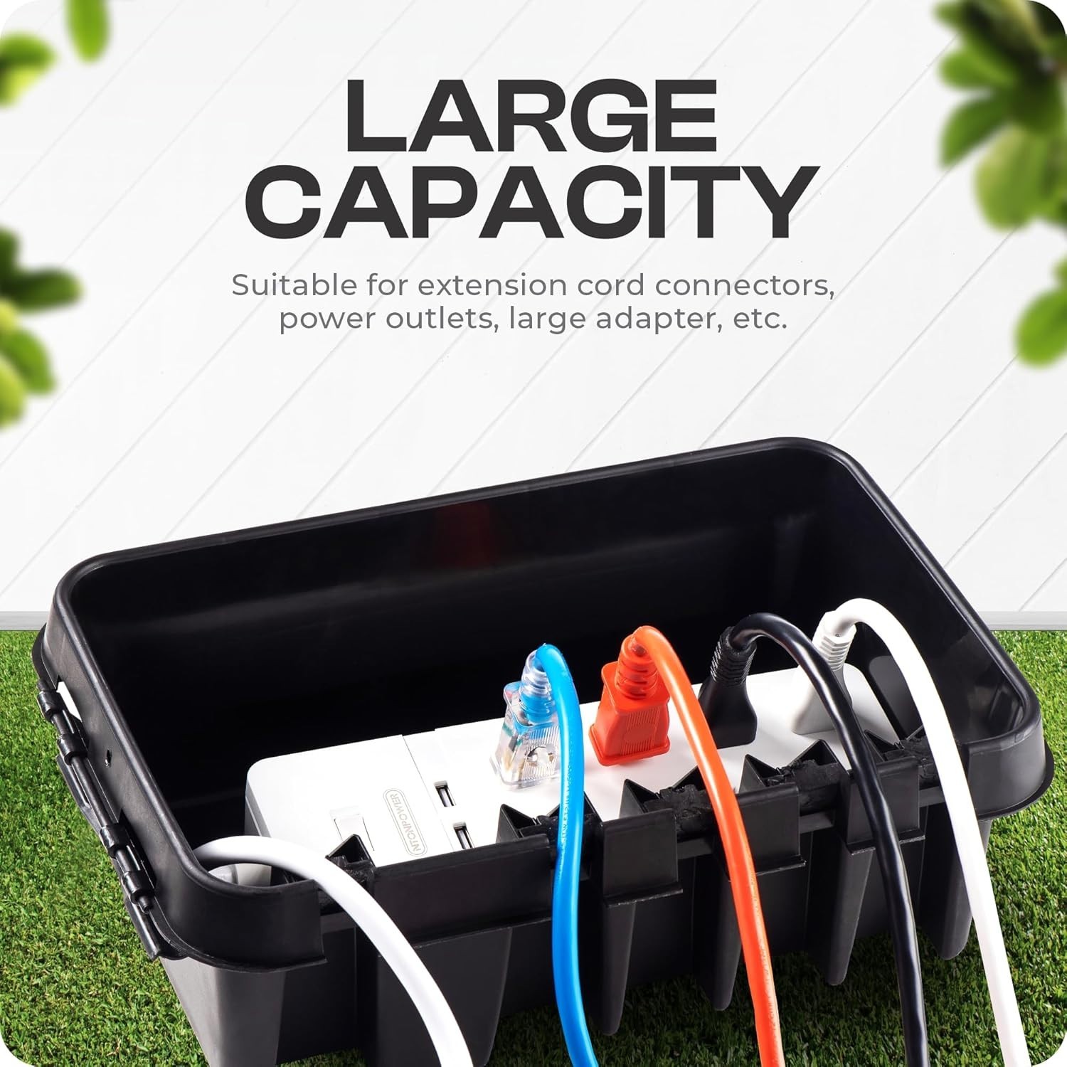 Weatherproof Power Cord Connection Box for Indoor and Outdoor Use, Medium Size