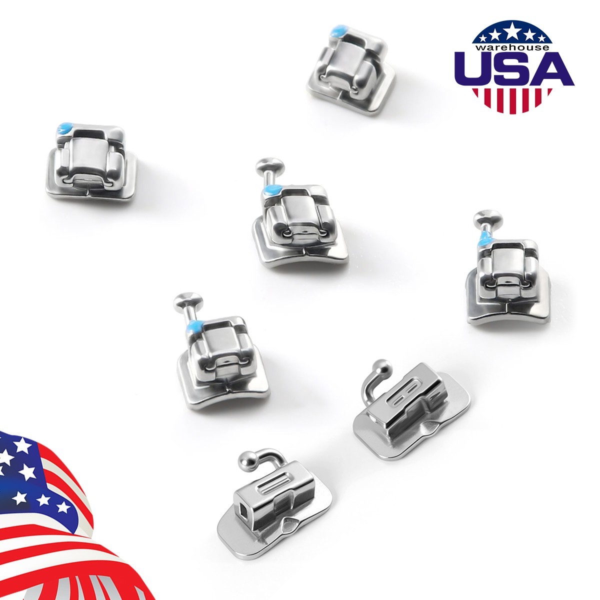 AZDENT Dental Orthodontic Self Ligating Bracket Mini Roth.022 Hooks 345