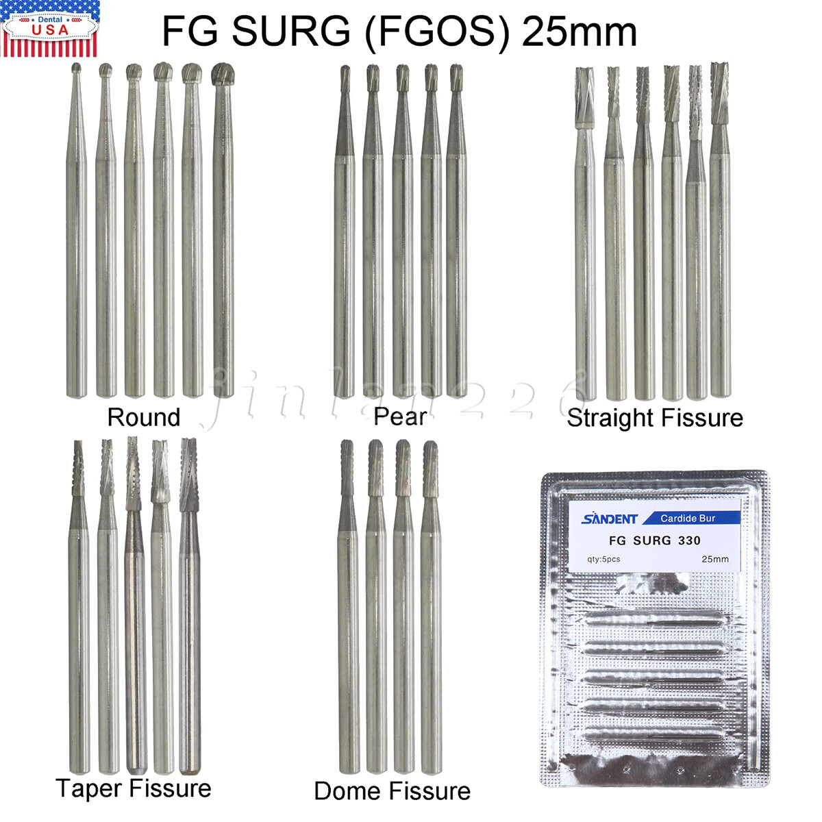 5-50* Dental Carbide Oral Surgical Round Burs FG2 4 8 Long Surgery Friction Grip
