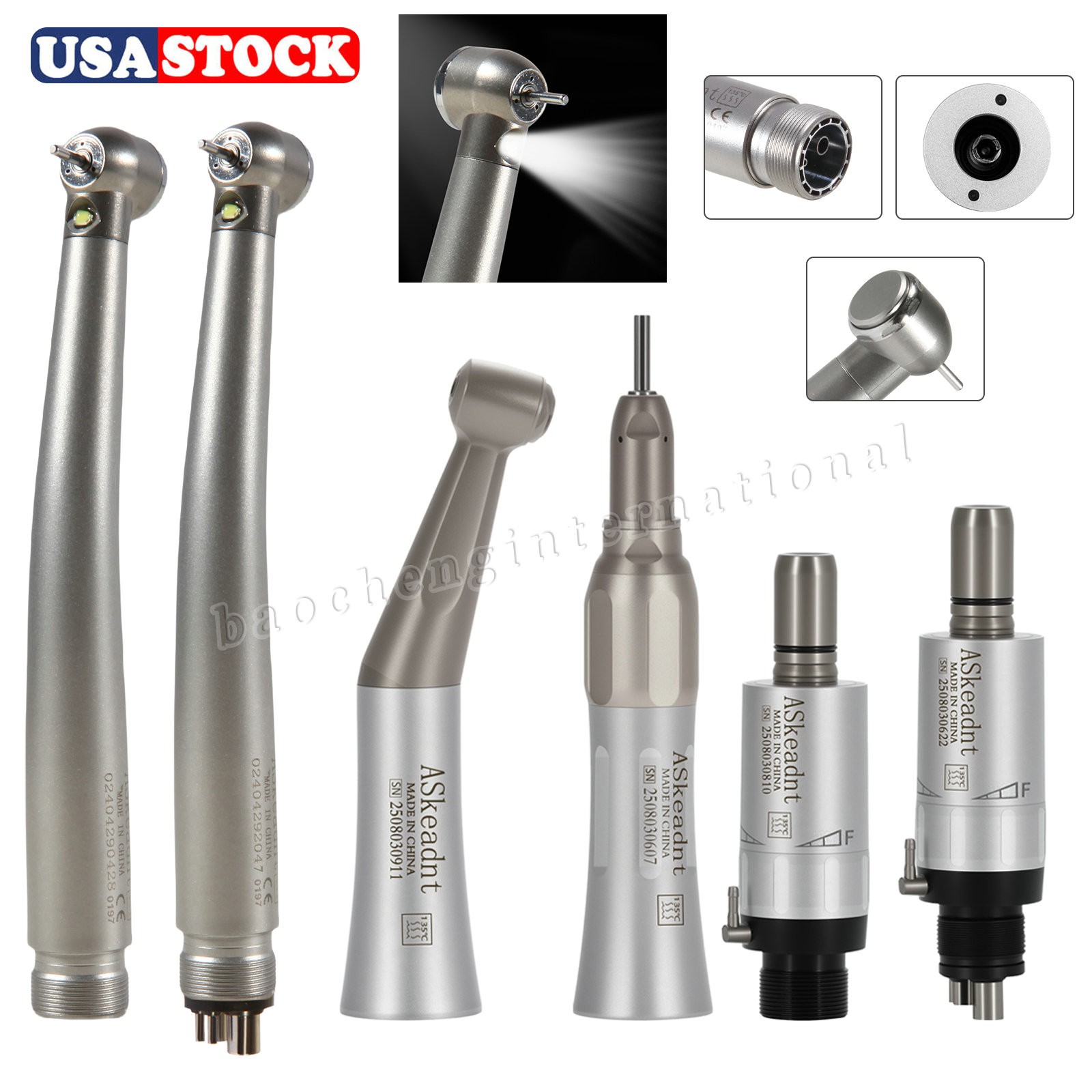 Dental Kit de pieza de mano turbina fibra óptico LED de alta y baja velocidad