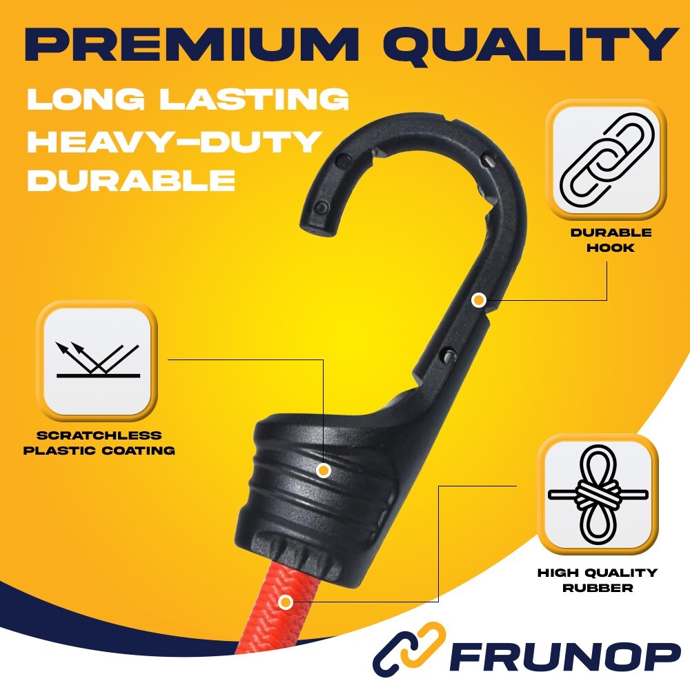 Frunop 30-Piece Heavy duty Assorted Bungee Cords Set Includes 10″, 18″, 32″, 40″