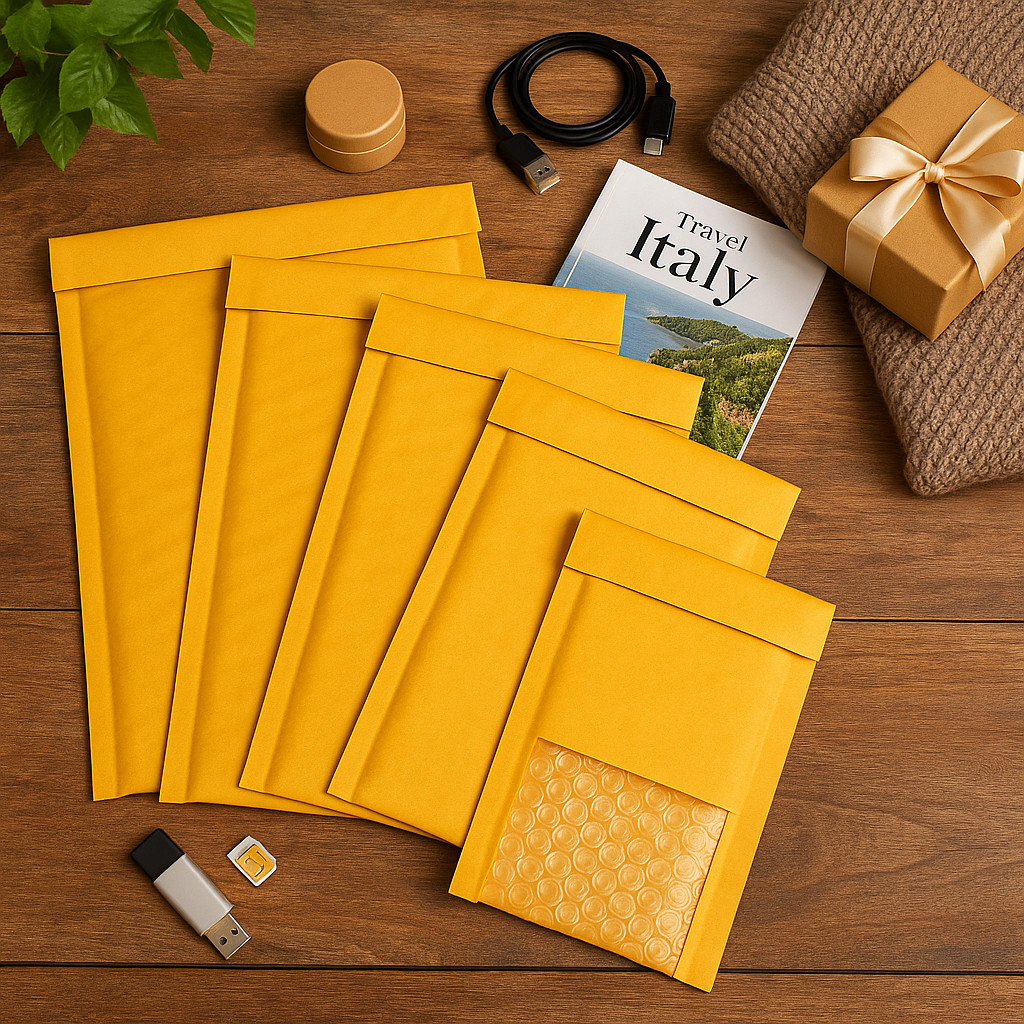 Gold Kraft Bubble Mailers Self-Seal Padded Envelopes #000 #0 #2 #5 Shipping Bags