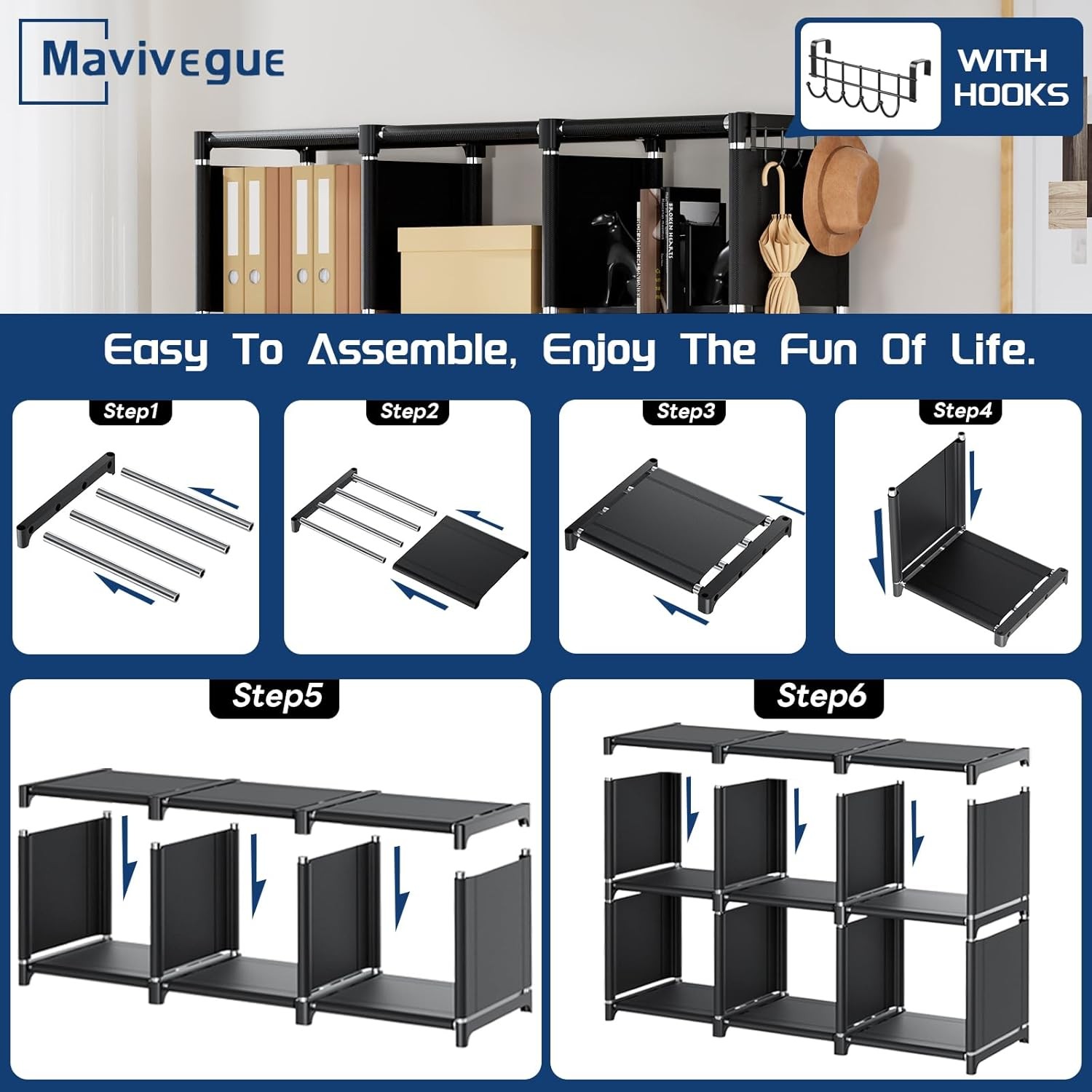 Mavivegue Bookcase 18-Cube Extra Large Book Shelf DIY Cube Storage Organizer