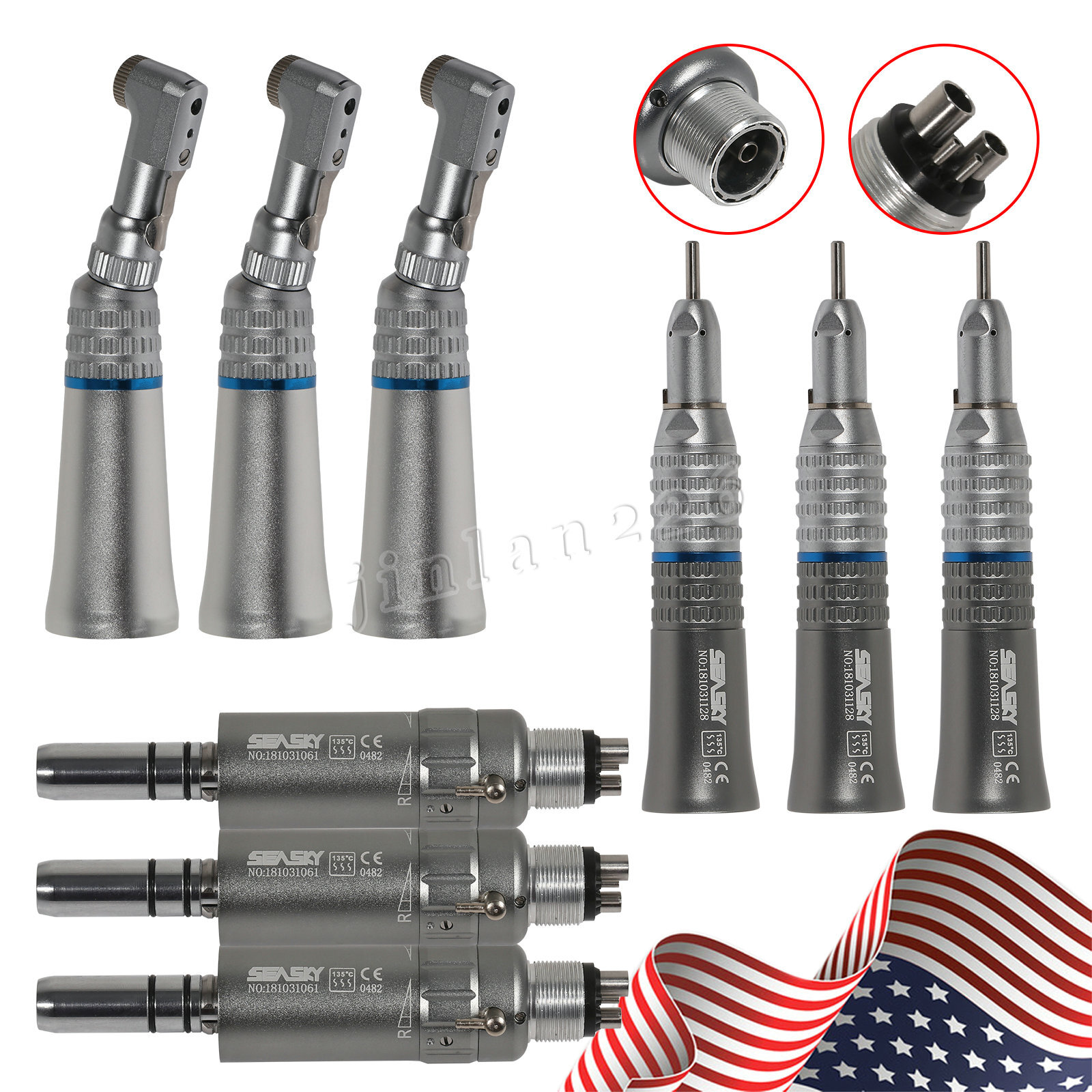NSK Style Dental Slow Low Speed Handpiece Straight Contra Angle Air Motor 4/2H