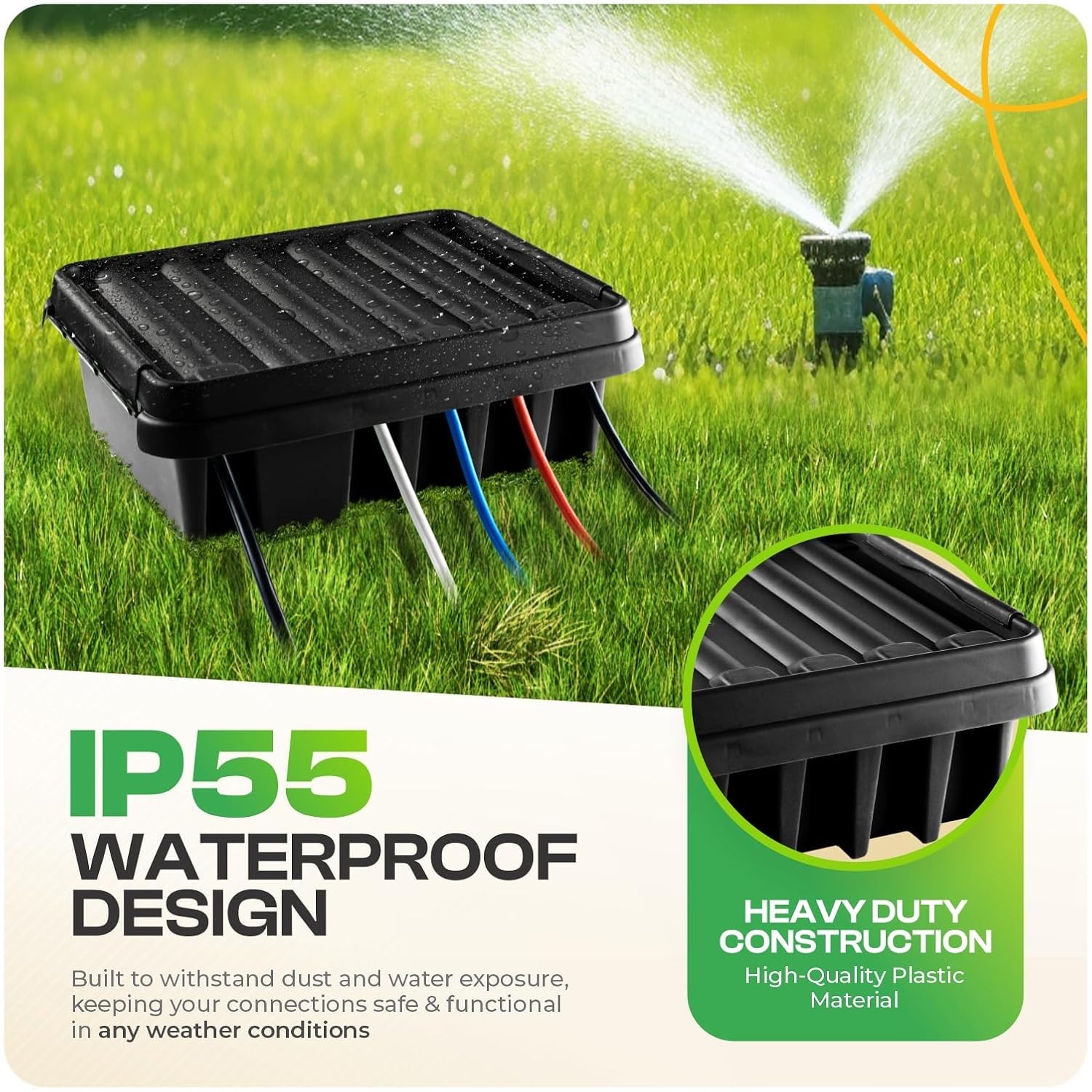 Weatherproof Power Cord Connection Box for Indoor and Outdoor Use, Medium Size