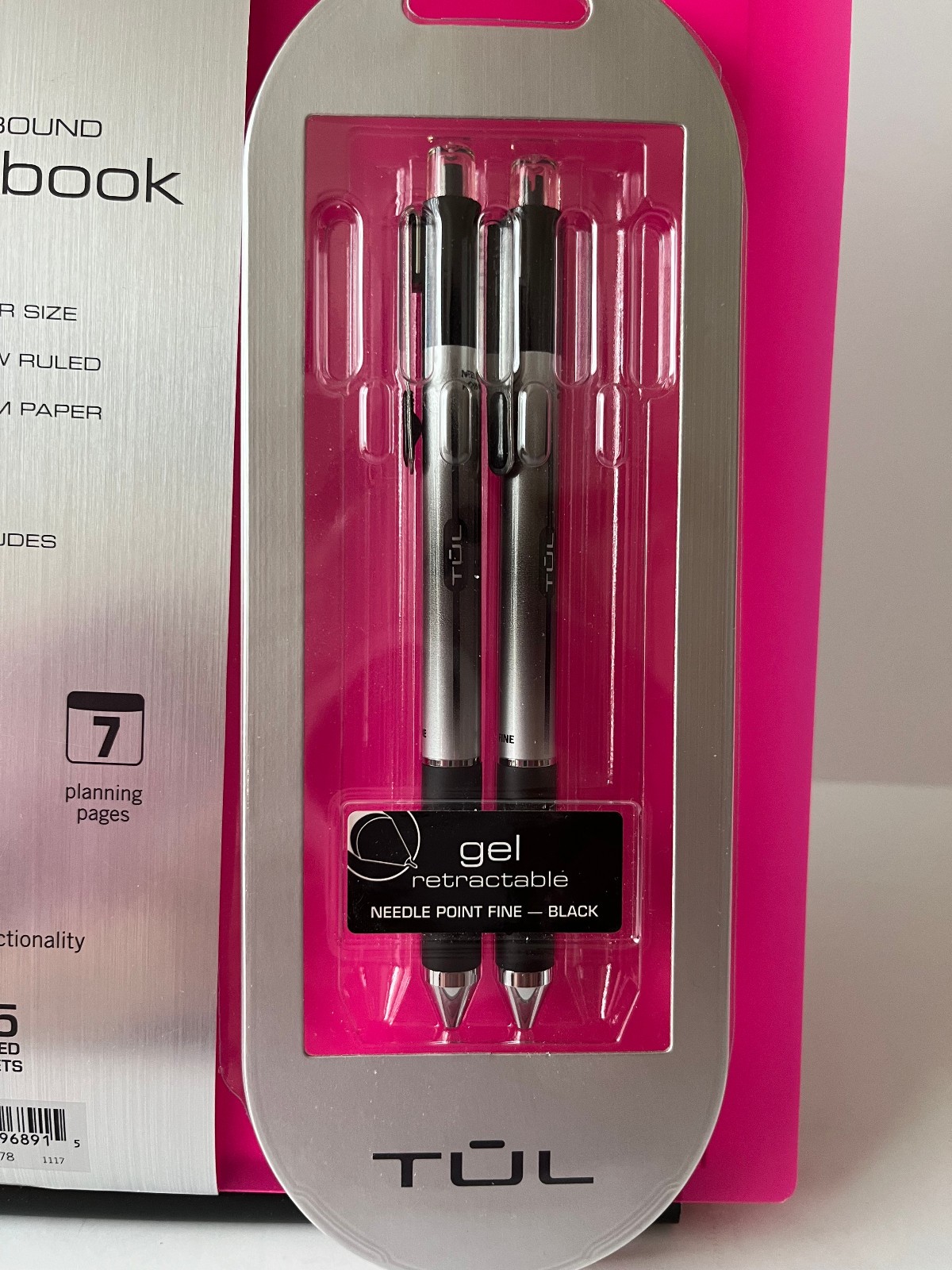 Tul Discbound Notebook Planner Letter Size Hot Pink Poly Cover with 2 Gel Pens